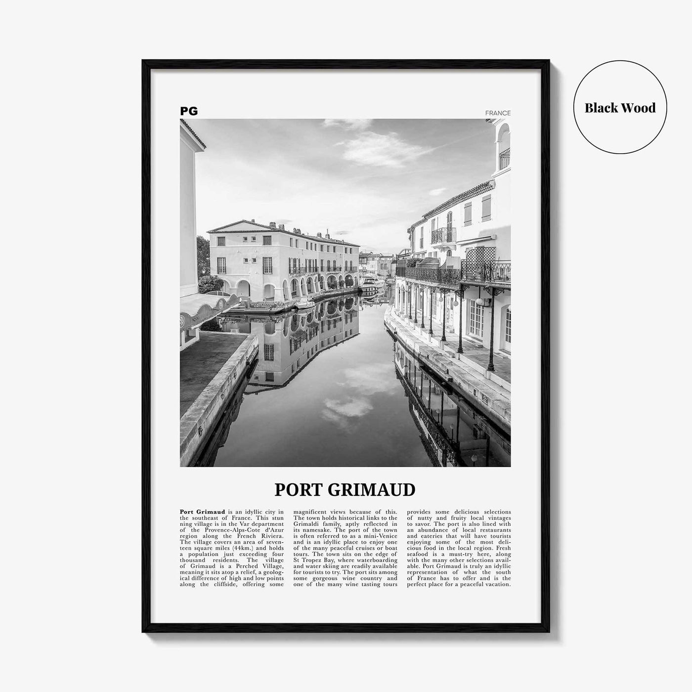Port Grimaud Print Black and White, Port Grimaud Wall Art, Port Grimaud Poster, Port Grimaud Photo, Port Grimaud Map, France
