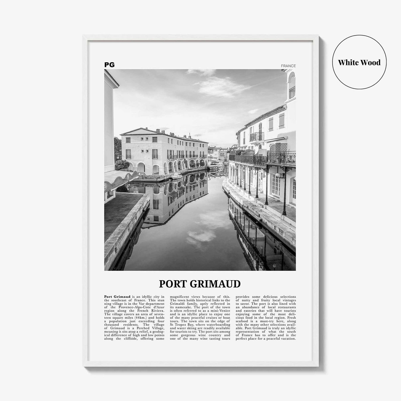 Port Grimaud Print Black and White, Port Grimaud Wall Art, Port Grimaud Poster, Port Grimaud Photo, Port Grimaud Map, France