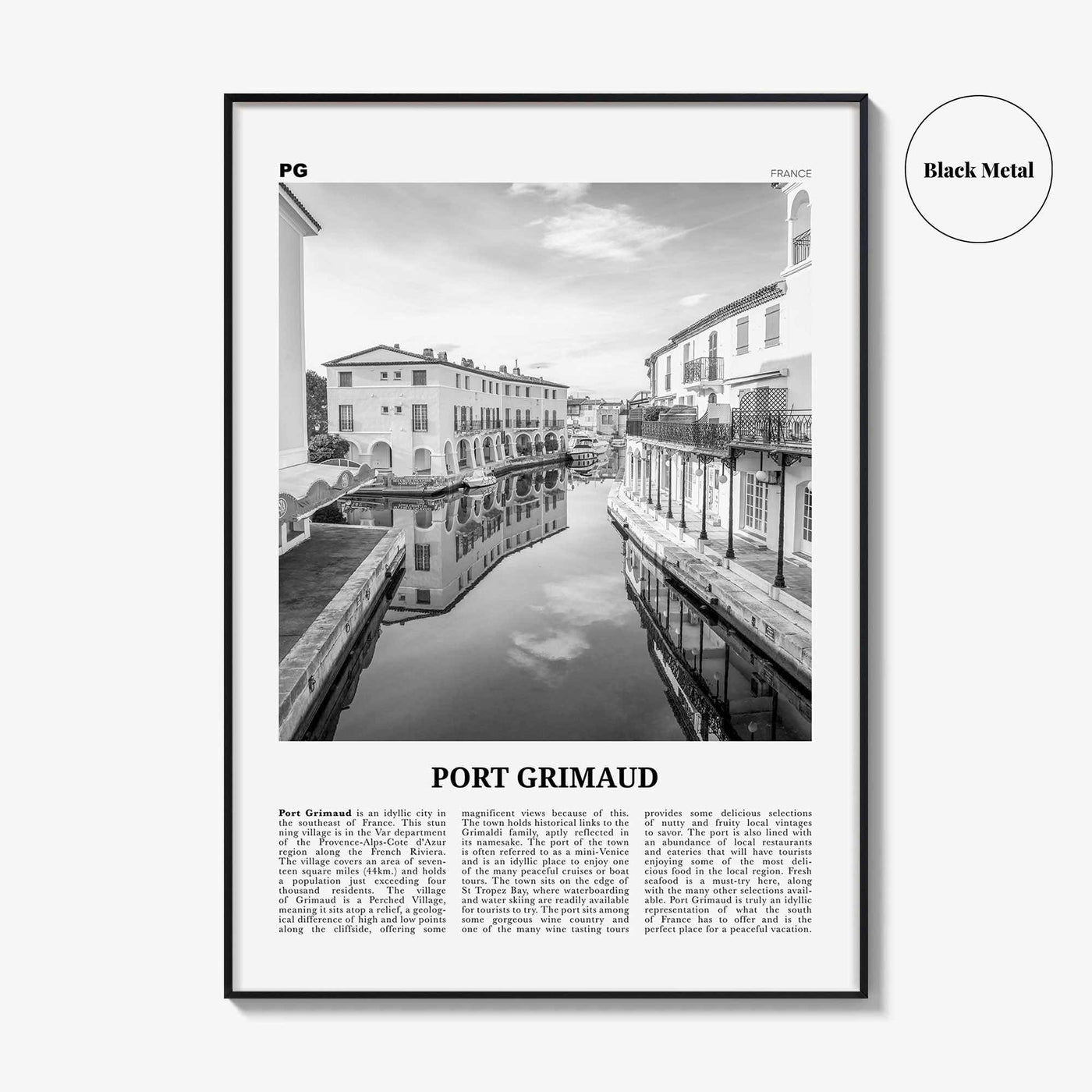 Port Grimaud Print Black and White, Port Grimaud Wall Art, Port Grimaud Poster, Port Grimaud Photo, Port Grimaud Map, France