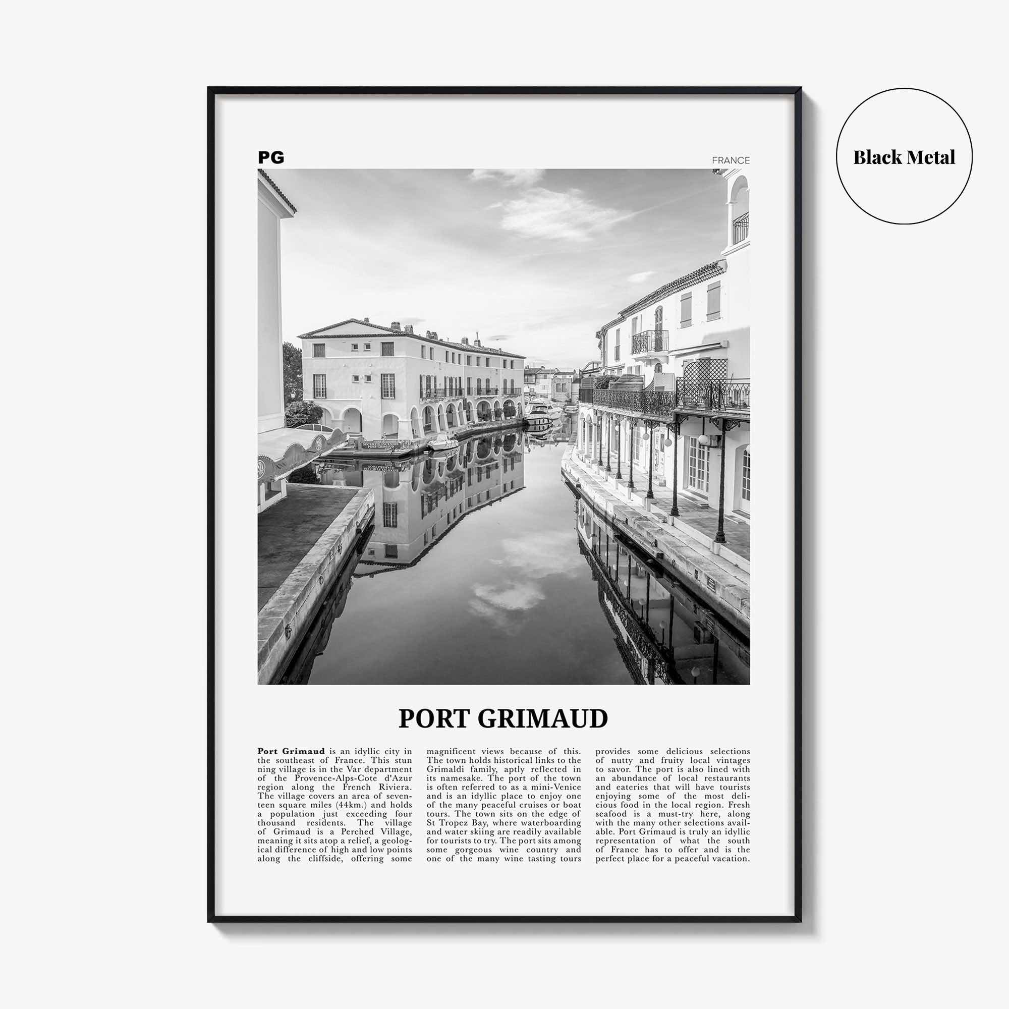 Port Grimaud Print Black and White, Port Grimaud Wall Art, Port Grimaud Poster, Port Grimaud Photo, Port Grimaud Map, France