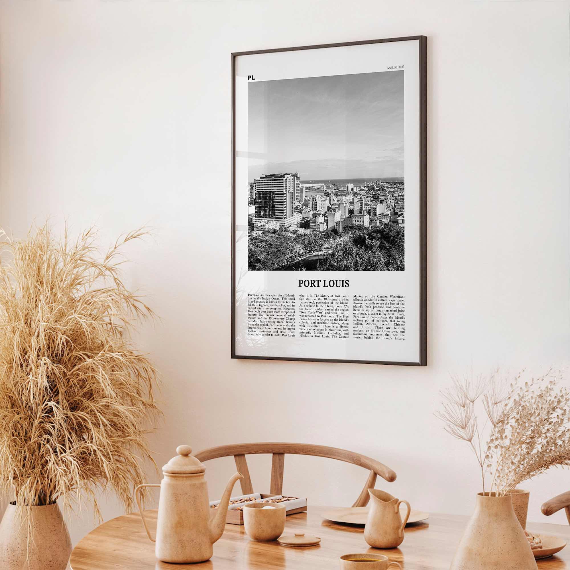 Port Louis Print Black and White, Port Louis Wall Art, Port Louis Poster, Port Louis Photo, Port Louis Wall Décor, Port Louis Map, Mauritius