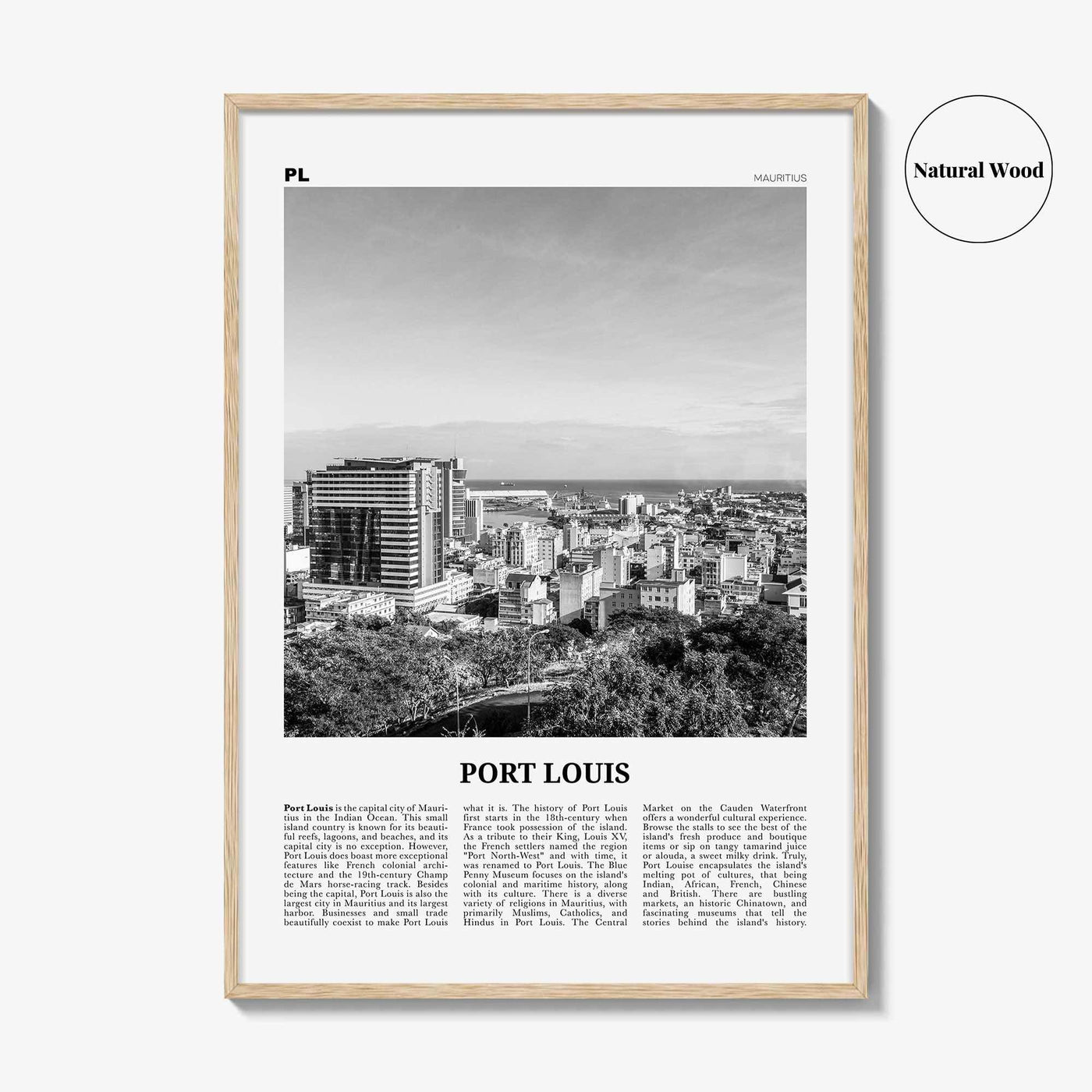 Port Louis Print Black and White, Port Louis Wall Art, Port Louis Poster, Port Louis Photo, Port Louis Wall Décor, Port Louis Map, Mauritius