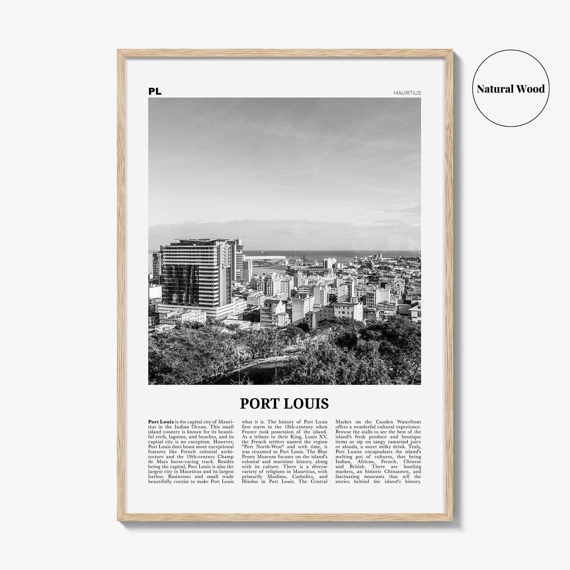 Port Louis Print Black and White, Port Louis Wall Art, Port Louis Poster, Port Louis Photo, Port Louis Wall Décor, Port Louis Map, Mauritius