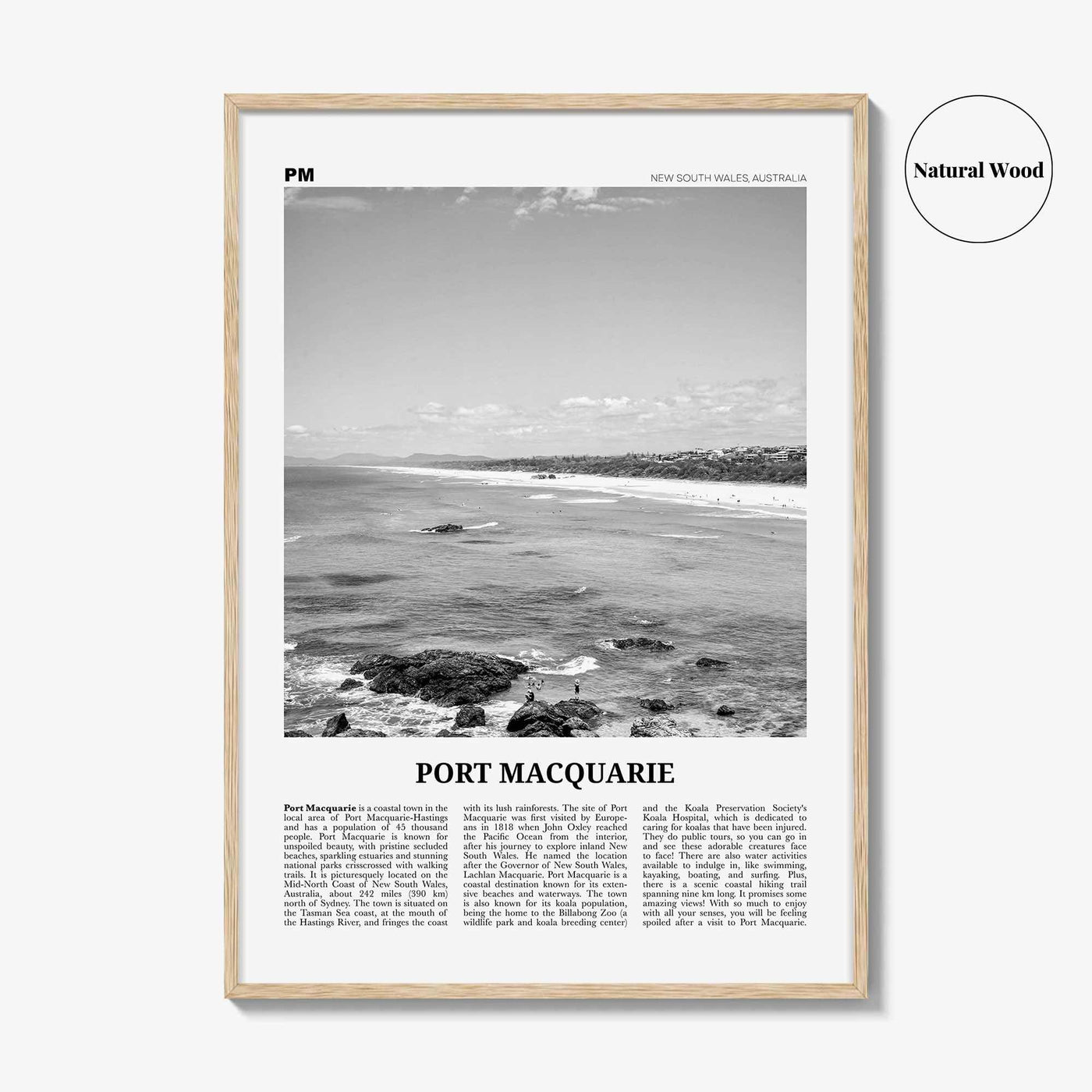 Port Macquarie Print Black and White, Port Macquarie Wall Art, Port Macquarie Poster, Port Macquarie Photo, New South Wales, Australia
