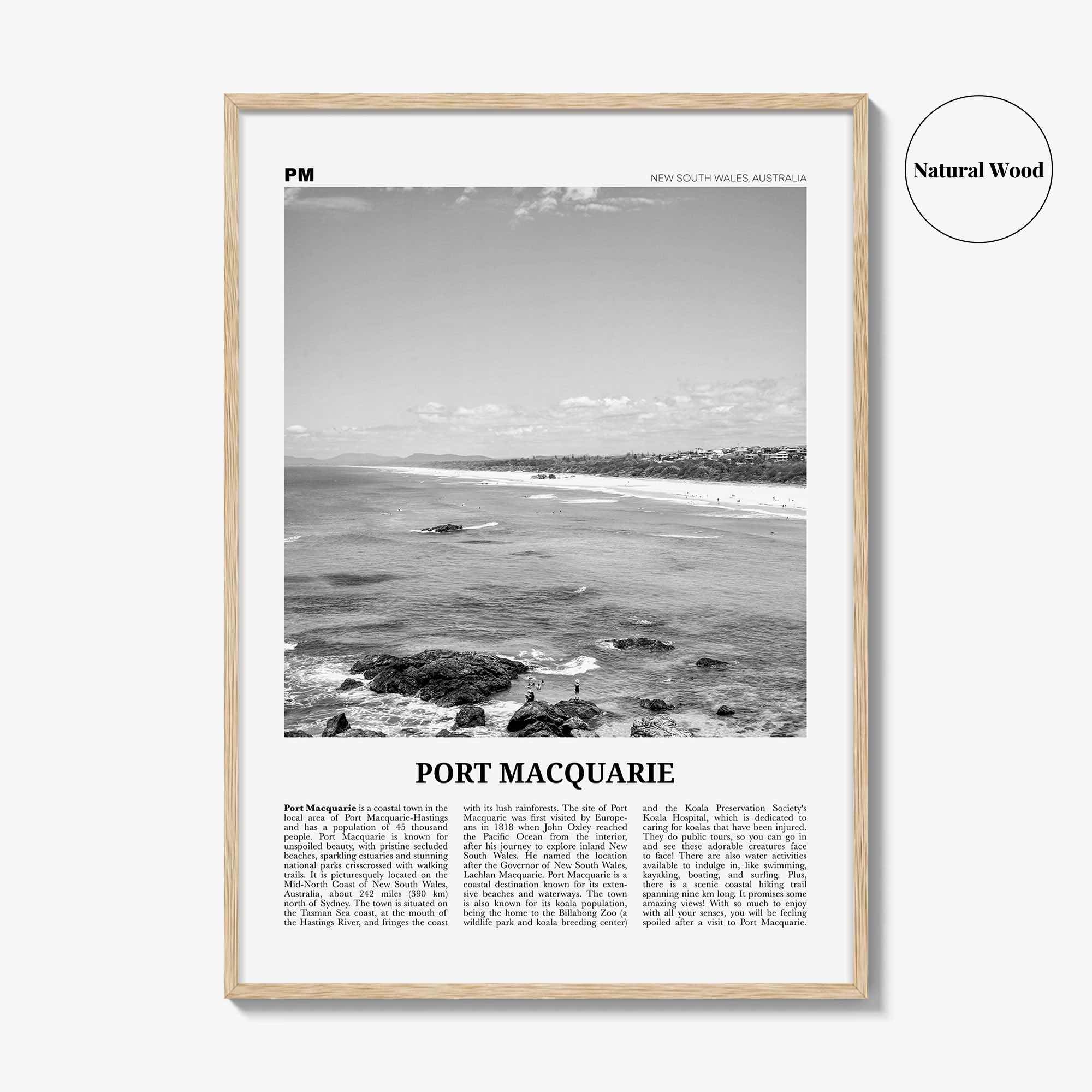 Port Macquarie Print Black and White, Port Macquarie Wall Art, Port Macquarie Poster, Port Macquarie Photo, New South Wales, Australia
