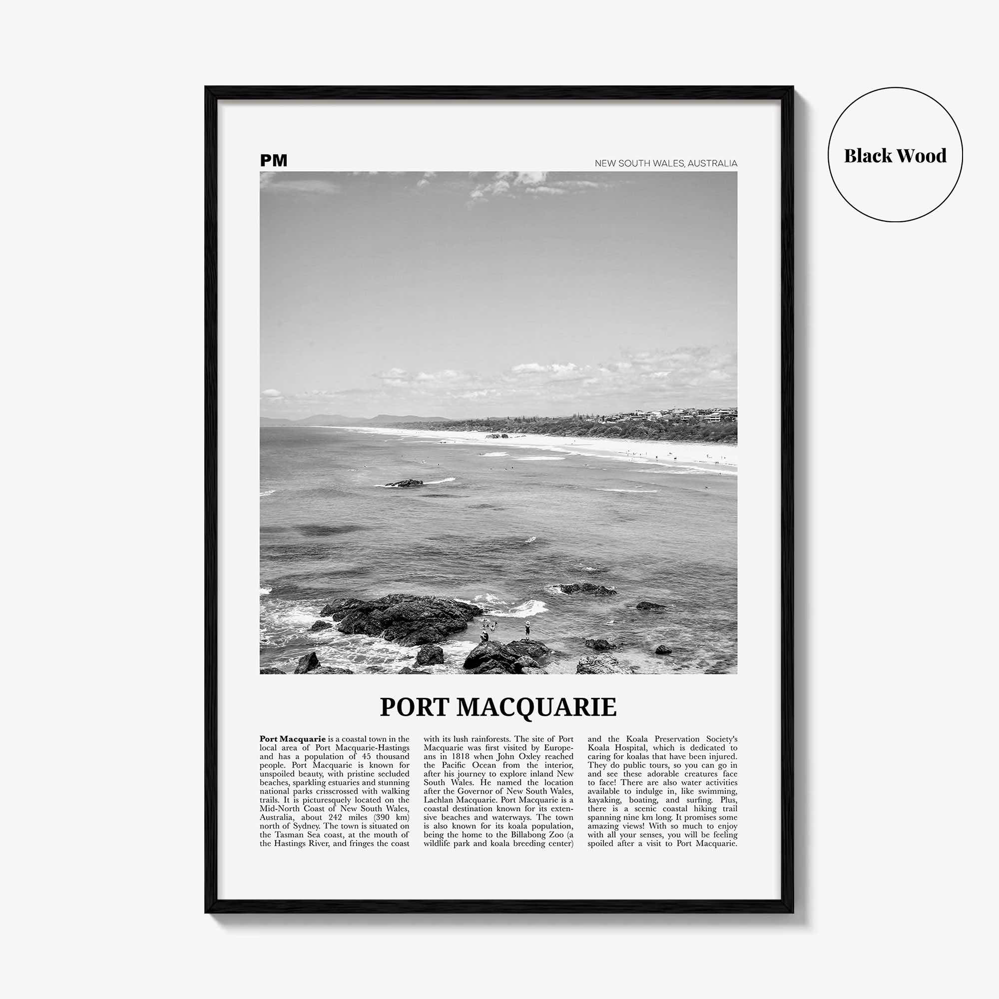Port Macquarie Print Black and White, Port Macquarie Wall Art, Port Macquarie Poster, Port Macquarie Photo, New South Wales, Australia