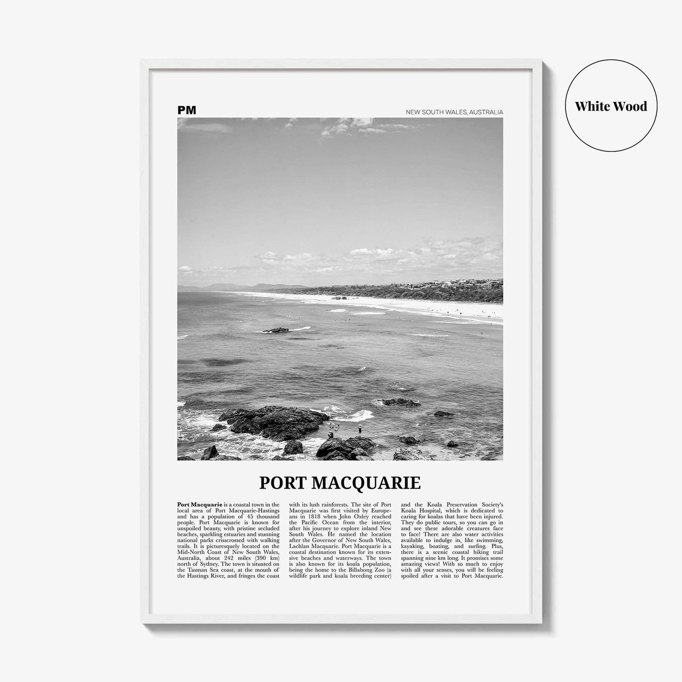Port Macquarie Print Black and White, Port Macquarie Wall Art, Port Macquarie Poster, Port Macquarie Photo, New South Wales, Australia