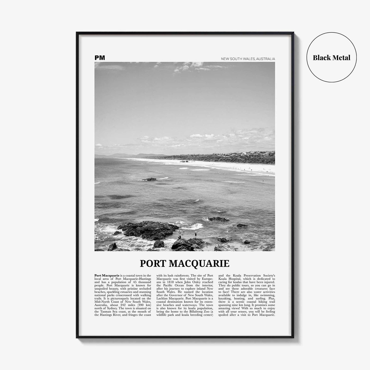 Port Macquarie Print Black and White, Port Macquarie Wall Art, Port Macquarie Poster, Port Macquarie Photo, New South Wales, Australia