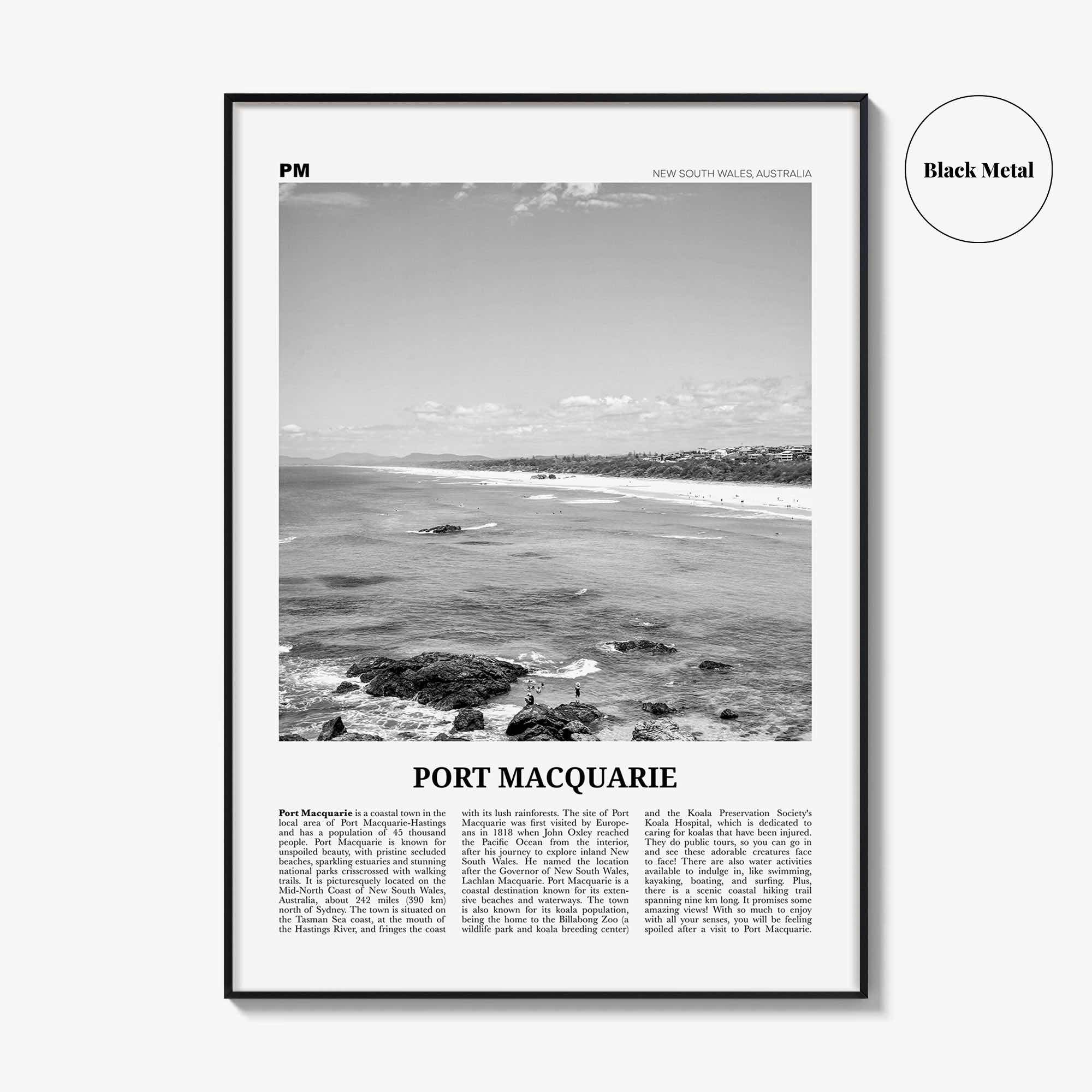 Port Macquarie Print Black and White, Port Macquarie Wall Art, Port Macquarie Poster, Port Macquarie Photo, New South Wales, Australia