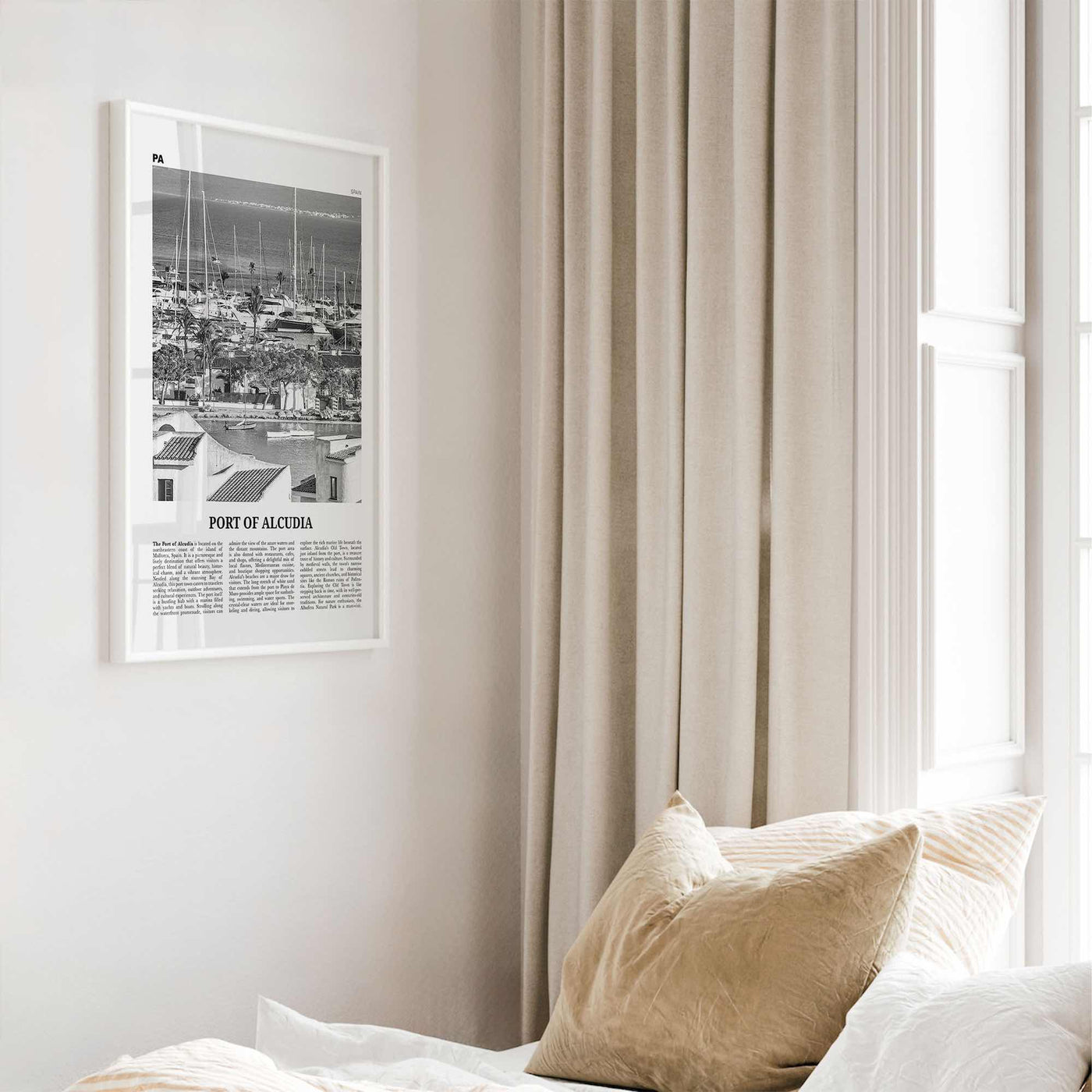 Port of Alcudia Print Black and White, Port of Alcudia Wall Art, Port of Alcudia Poster, Port of Alcudia Photo, Port Wall Décor, Port Map