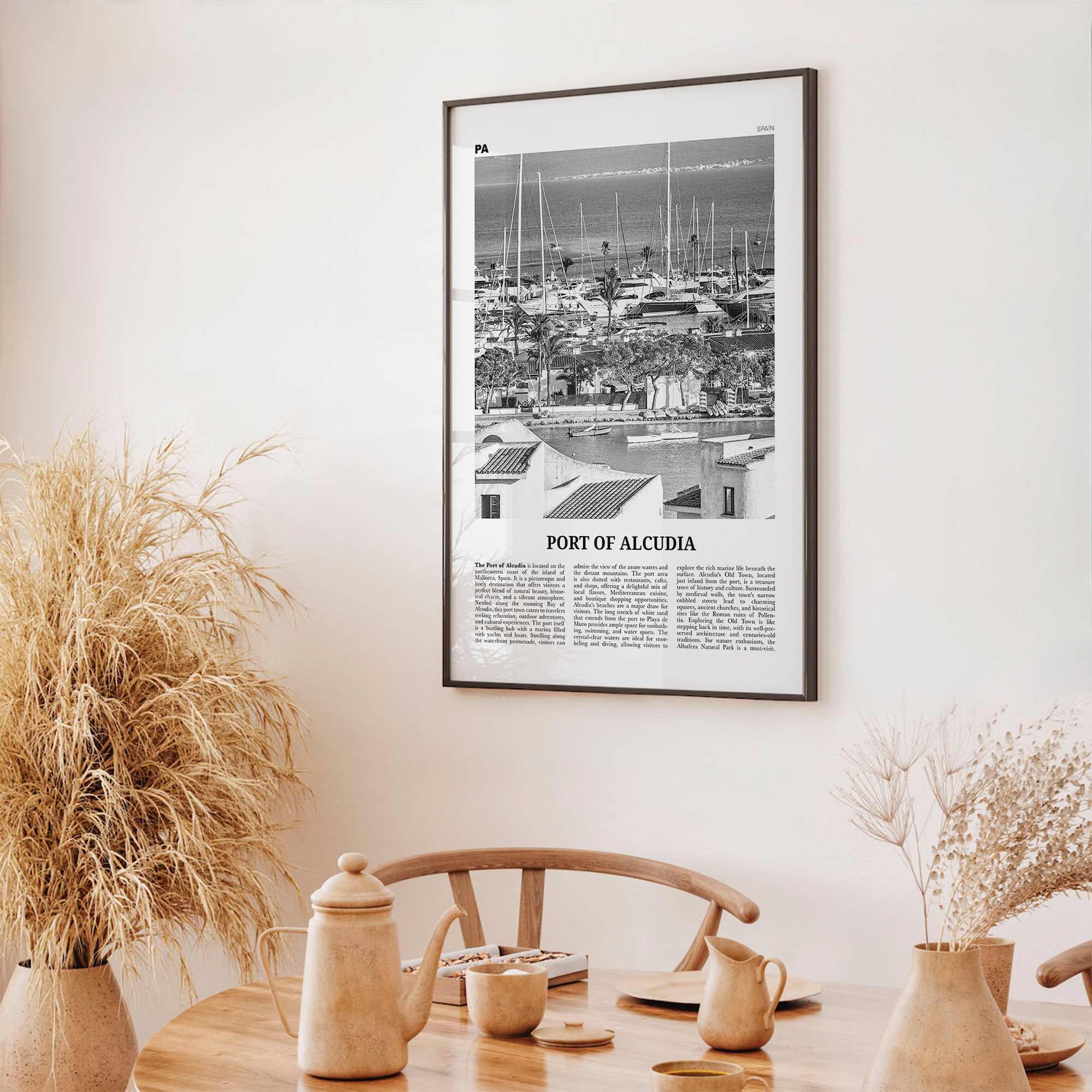Port of Alcudia Print Black and White, Port of Alcudia Wall Art, Port of Alcudia Poster, Port of Alcudia Photo, Port Wall Décor, Port Map