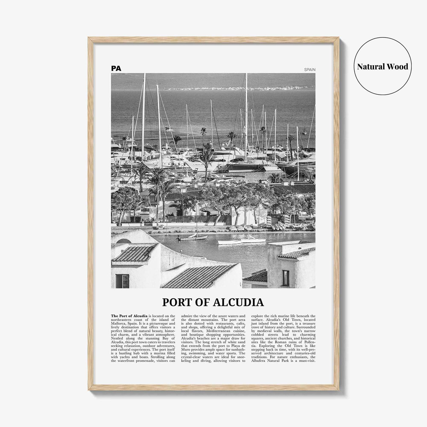 Port of Alcudia Print Black and White, Port of Alcudia Wall Art, Port of Alcudia Poster, Port of Alcudia Photo, Port Wall Décor, Port Map