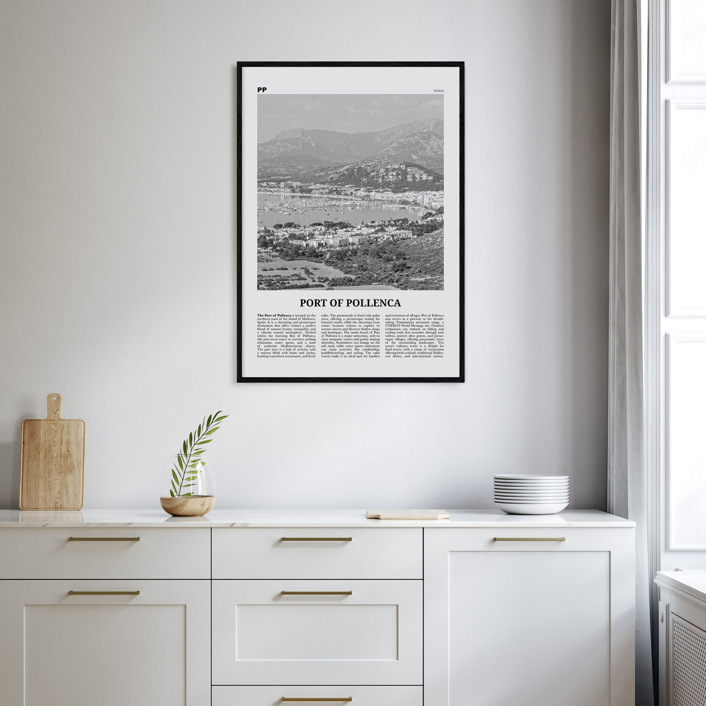 Port of Pollenca Travel B&W Poster