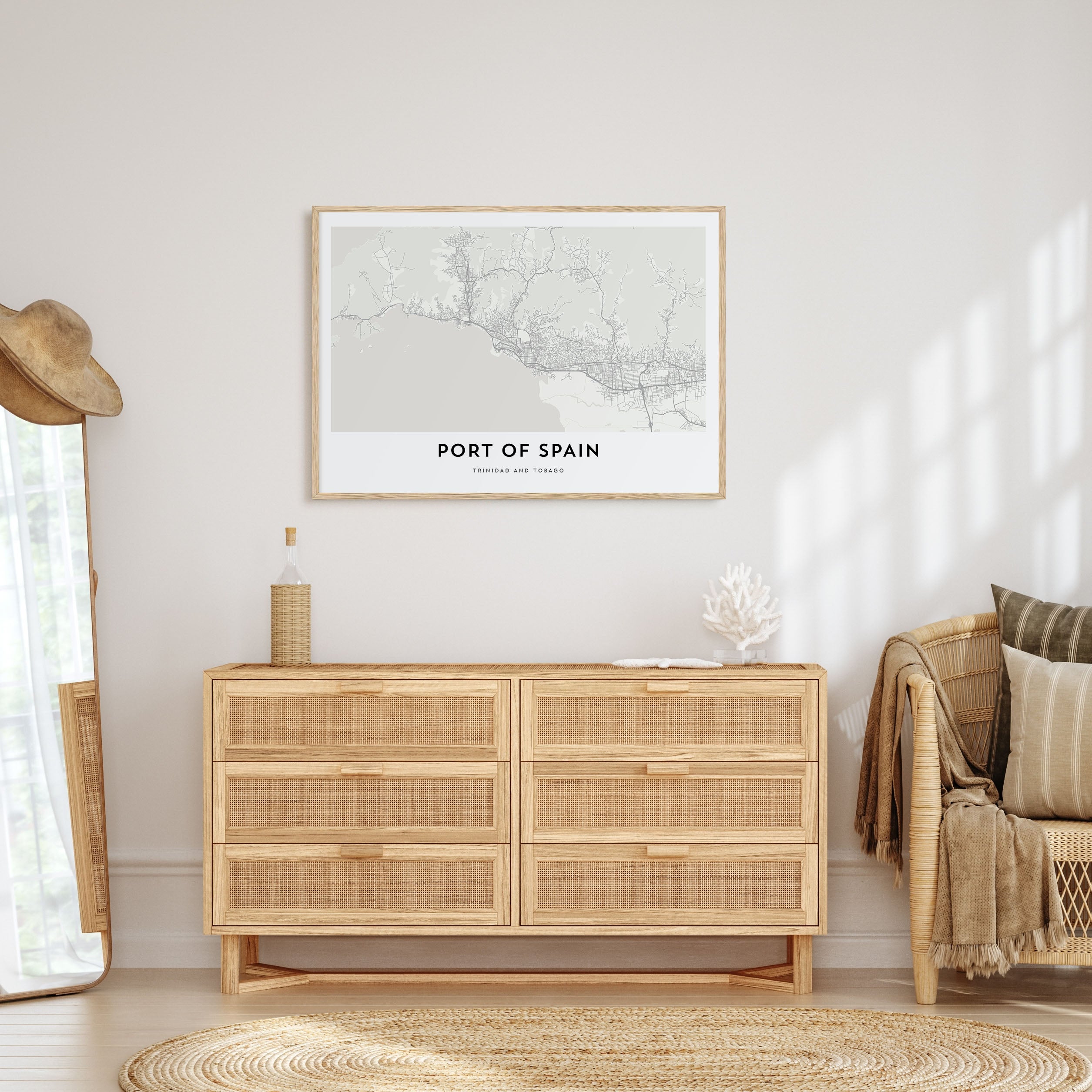 Port of Spain Map Landscape Poster