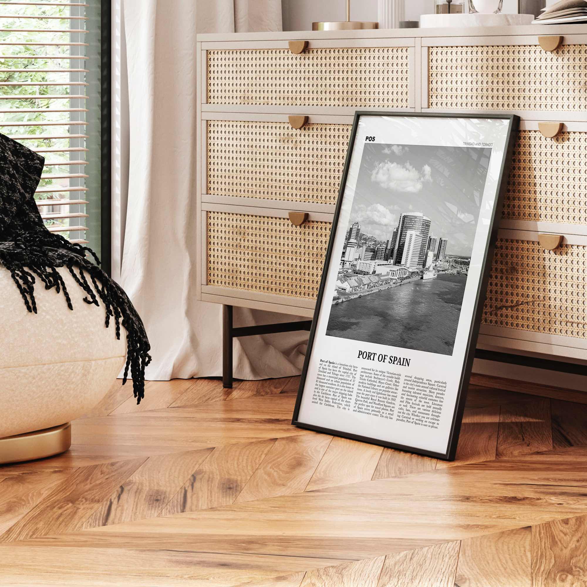 Port of Spain Print Black and White, Port of Spain Wall Art, Port of Spain Poster, Port of Spain Photo, Trinidad and Tobago, Puerto España