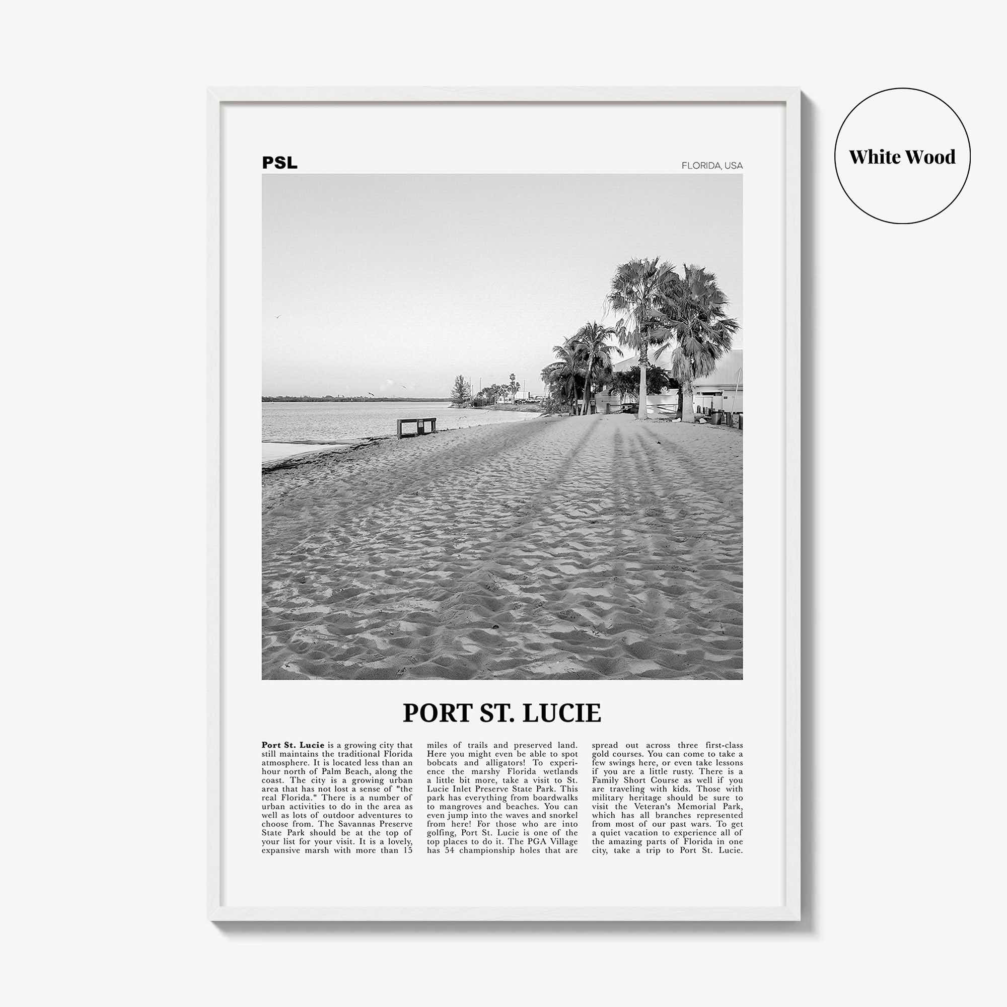 Port St Lucie Print Black and White, Port St. Lucie Wall Art, Port St. Lucie Poster, Port St. Lucie Photo, Florida, USA, United States