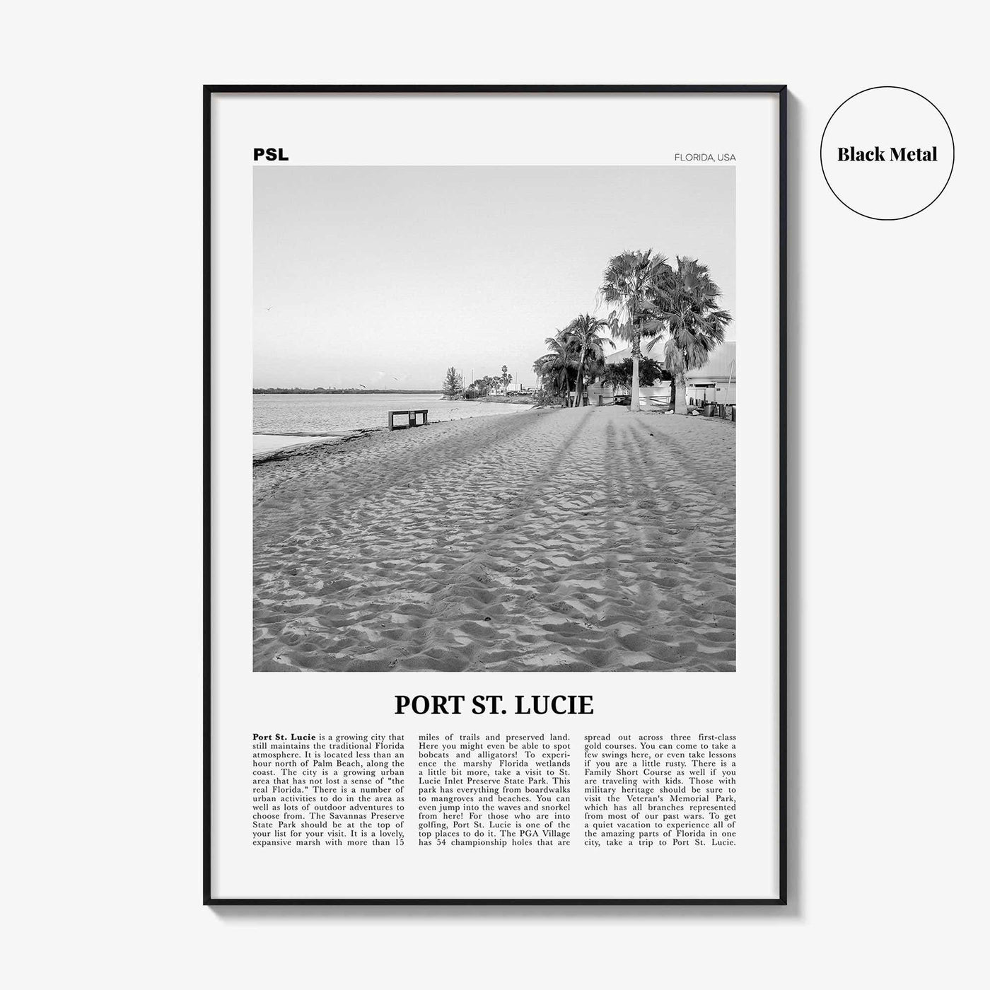 Port St Lucie Print Black and White, Port St. Lucie Wall Art, Port St. Lucie Poster, Port St. Lucie Photo, Florida, USA, United States