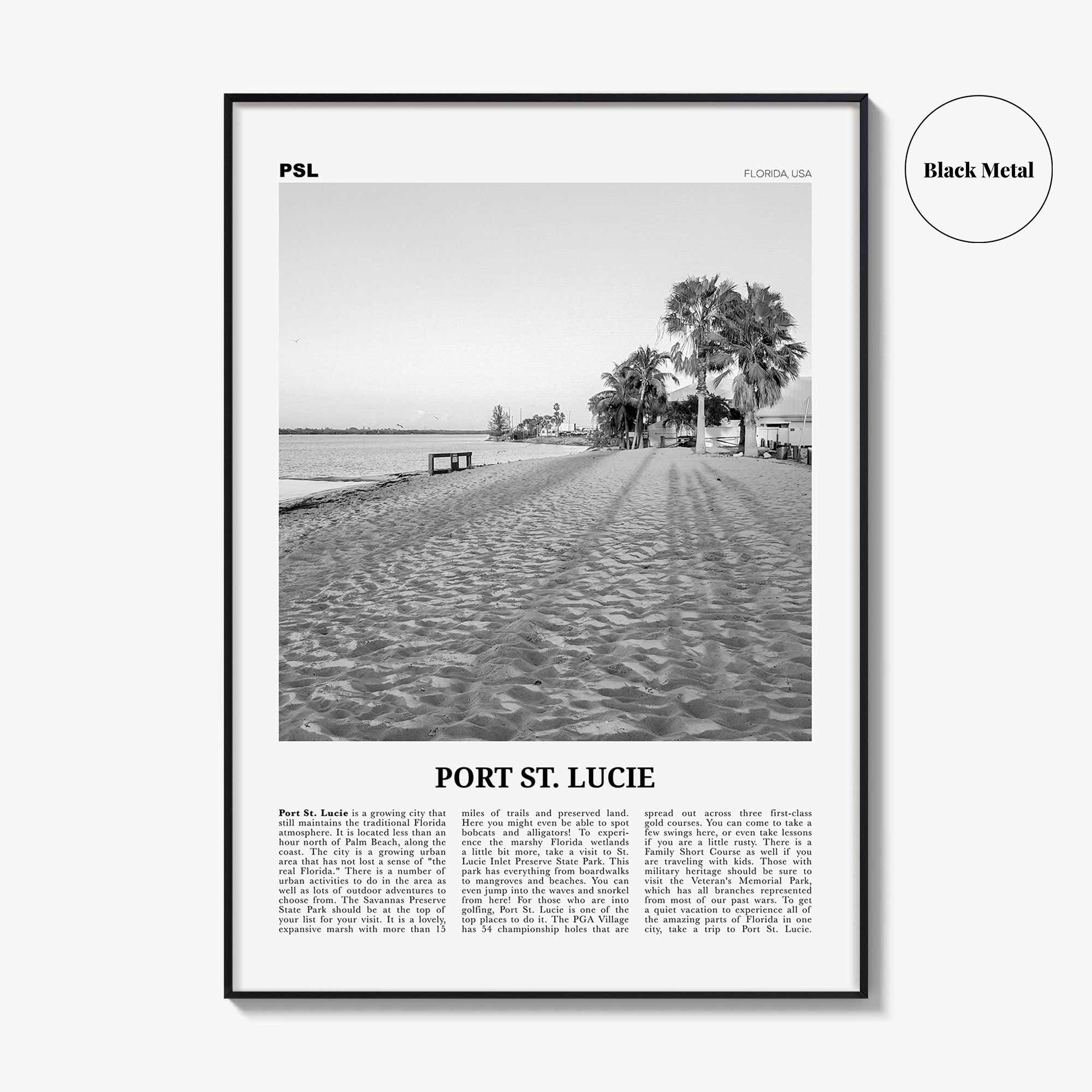 Port St Lucie Print Black and White, Port St. Lucie Wall Art, Port St. Lucie Poster, Port St. Lucie Photo, Florida, USA, United States