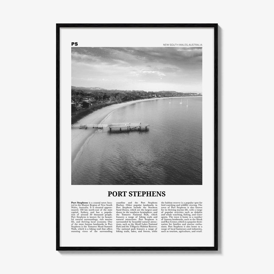 Port Stephens Print Black and White, Port Stephens Art, Port Stephens Poster, Port Stephens Photo, Port Stephens Décor, Port Stephens Map