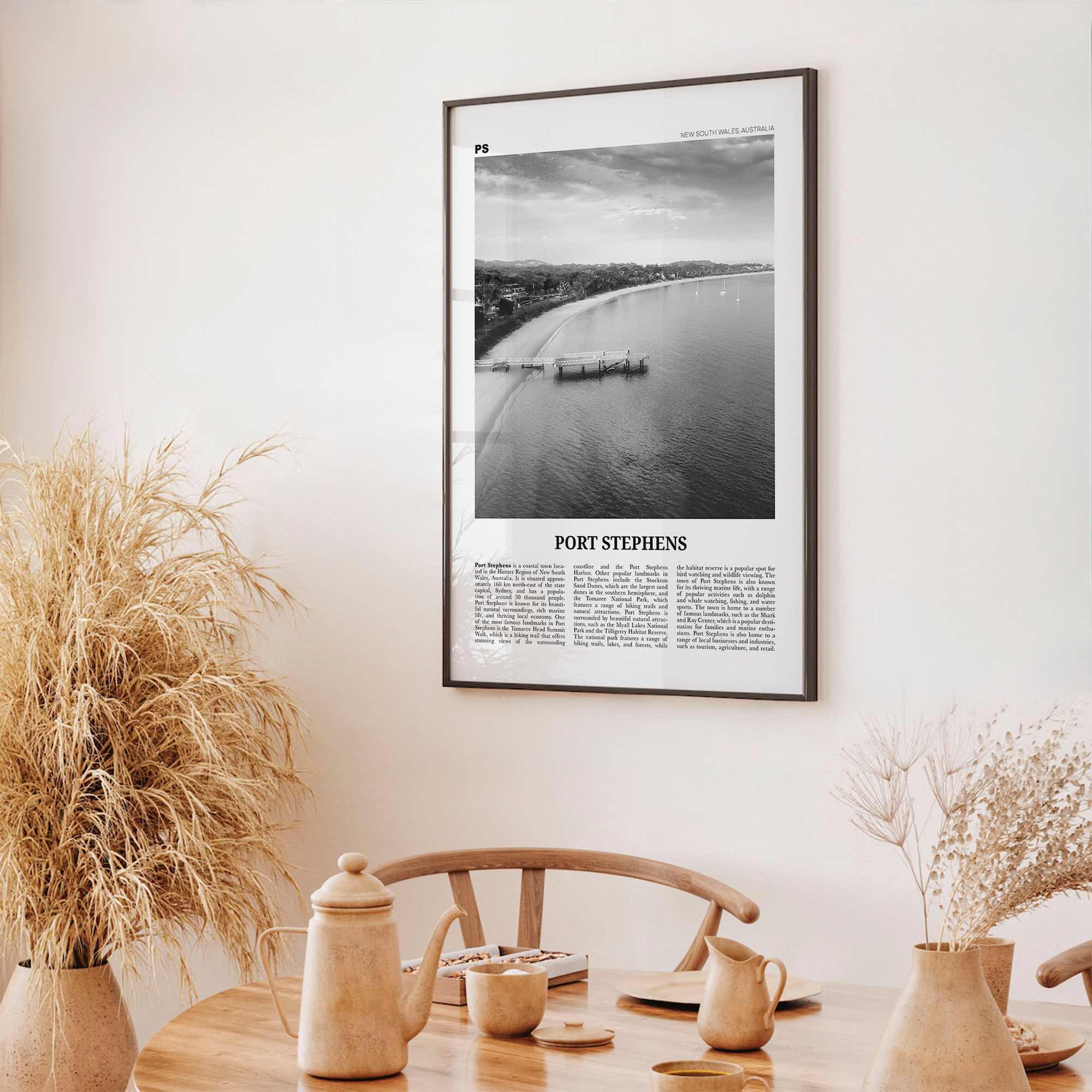 Port Stephens Print Black and White, Port Stephens Art, Port Stephens Poster, Port Stephens Photo, Port Stephens Décor, Port Stephens Map