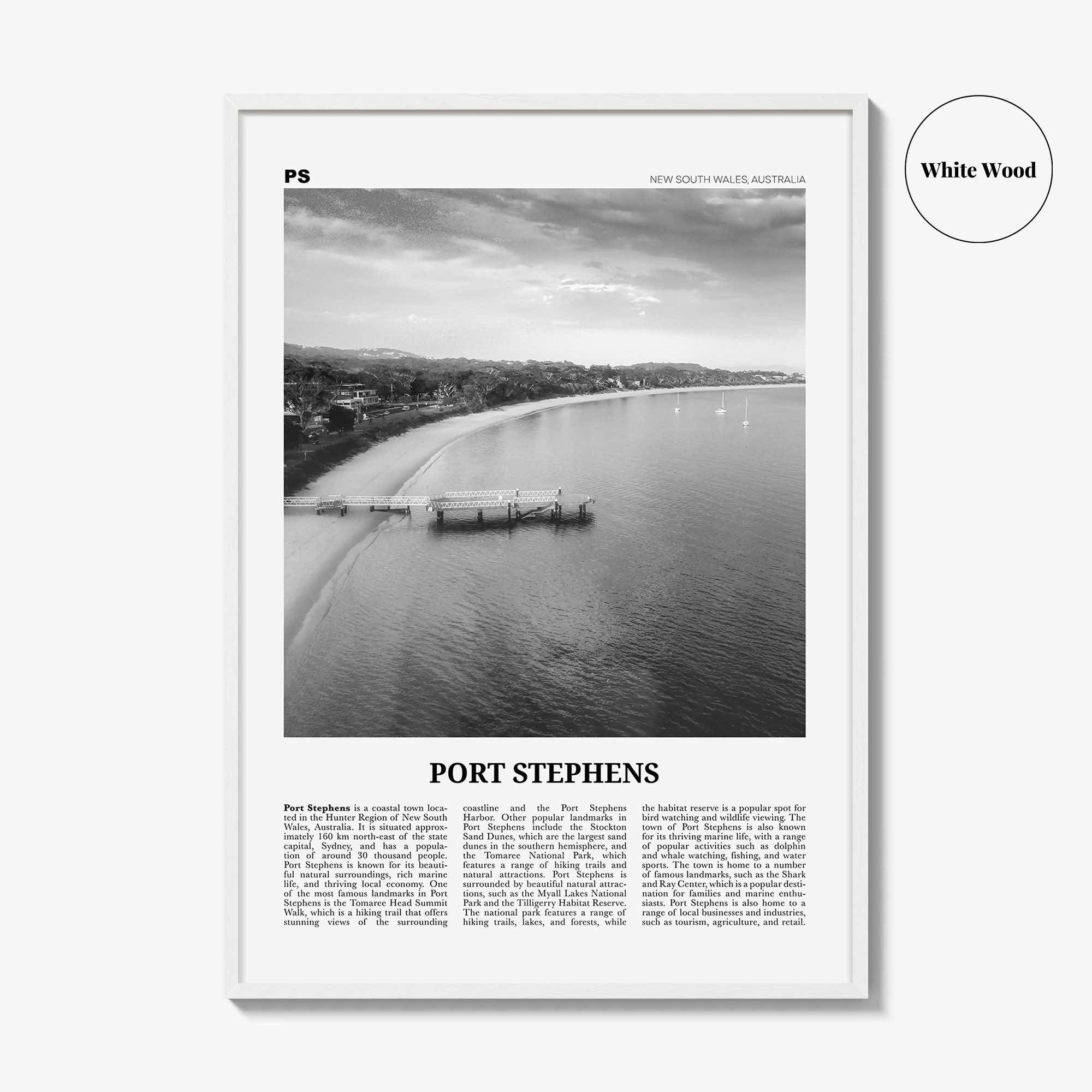 Port Stephens Print Black and White, Port Stephens Art, Port Stephens Poster, Port Stephens Photo, Port Stephens Décor, Port Stephens Map