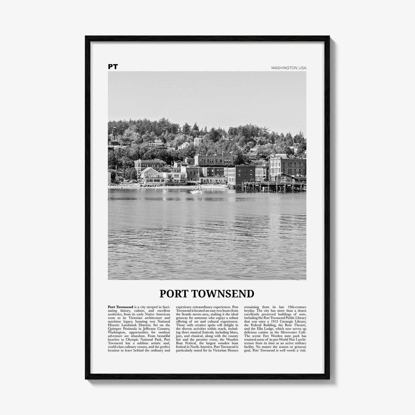 Port Townsend Print Black and White, Port Townsend Wall Art, Port Townsend Poster, Port Townsend Photo, Port Townsend Décor, Washington, USA