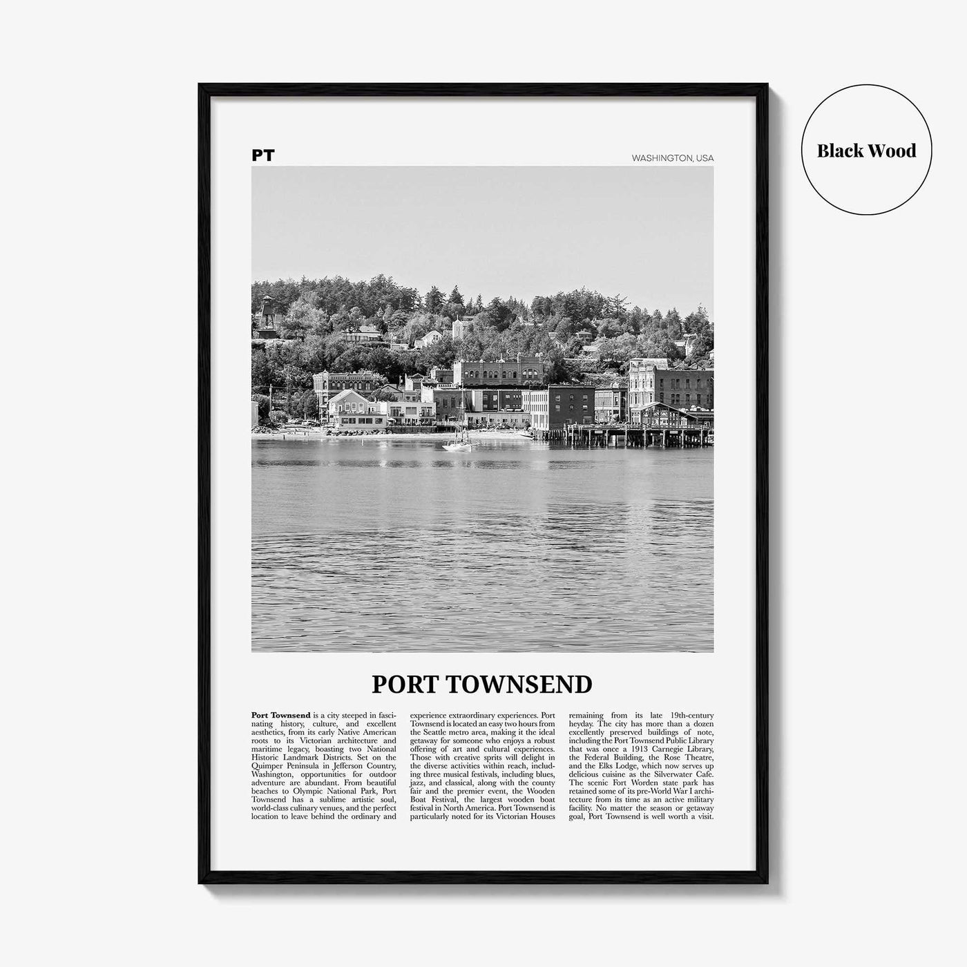 Port Townsend Print Black and White, Port Townsend Wall Art, Port Townsend Poster, Port Townsend Photo, Port Townsend Décor, Washington, USA