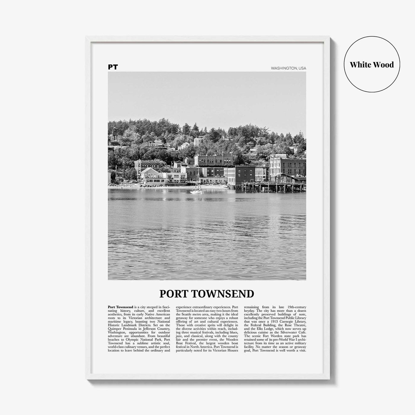 Port Townsend Print Black and White, Port Townsend Wall Art, Port Townsend Poster, Port Townsend Photo, Port Townsend Décor, Washington, USA