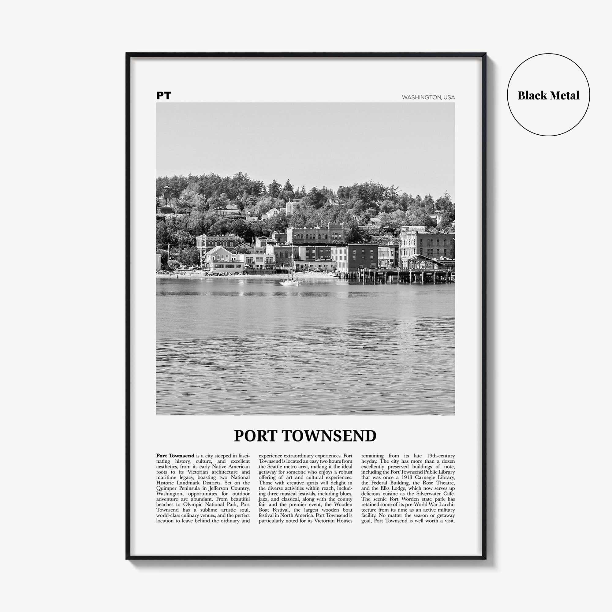 Port Townsend Print Black and White, Port Townsend Wall Art, Port Townsend Poster, Port Townsend Photo, Port Townsend Décor, Washington, USA