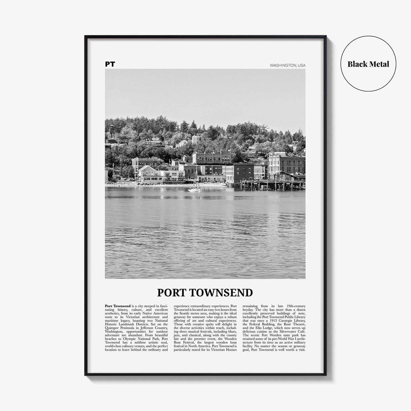 Port Townsend Print Black and White, Port Townsend Wall Art, Port Townsend Poster, Port Townsend Photo, Port Townsend Décor, Washington, USA