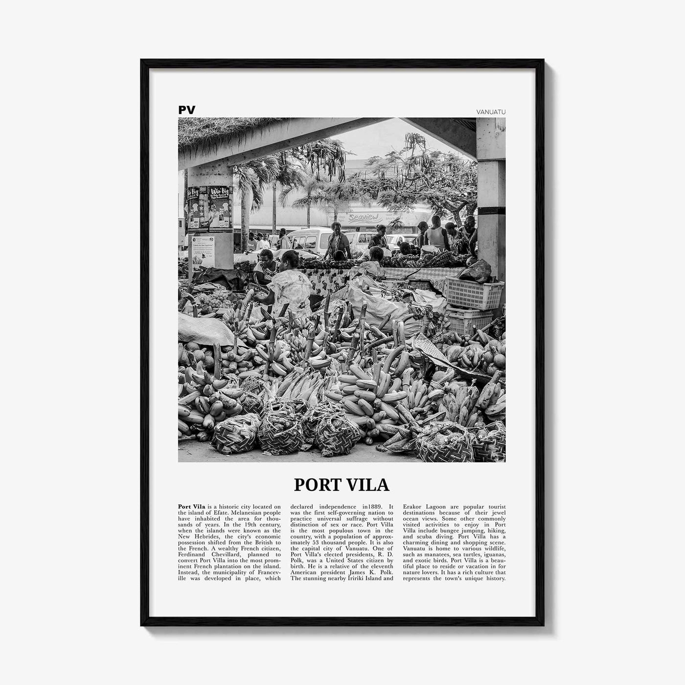 Port Vila Print Black and White, Port Vila Wall Art, Port Vila Poster, Port Vila Photo, Port Vila Wall Décor, Vanuatu, Efate Island Île Vate