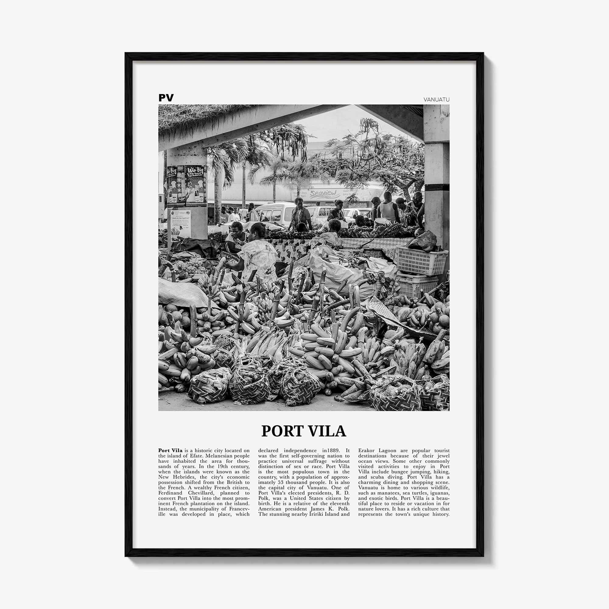 Port Vila Print Black and White, Port Vila Wall Art, Port Vila Poster, Port Vila Photo, Port Vila Wall Décor, Vanuatu, Efate Island Île Vate