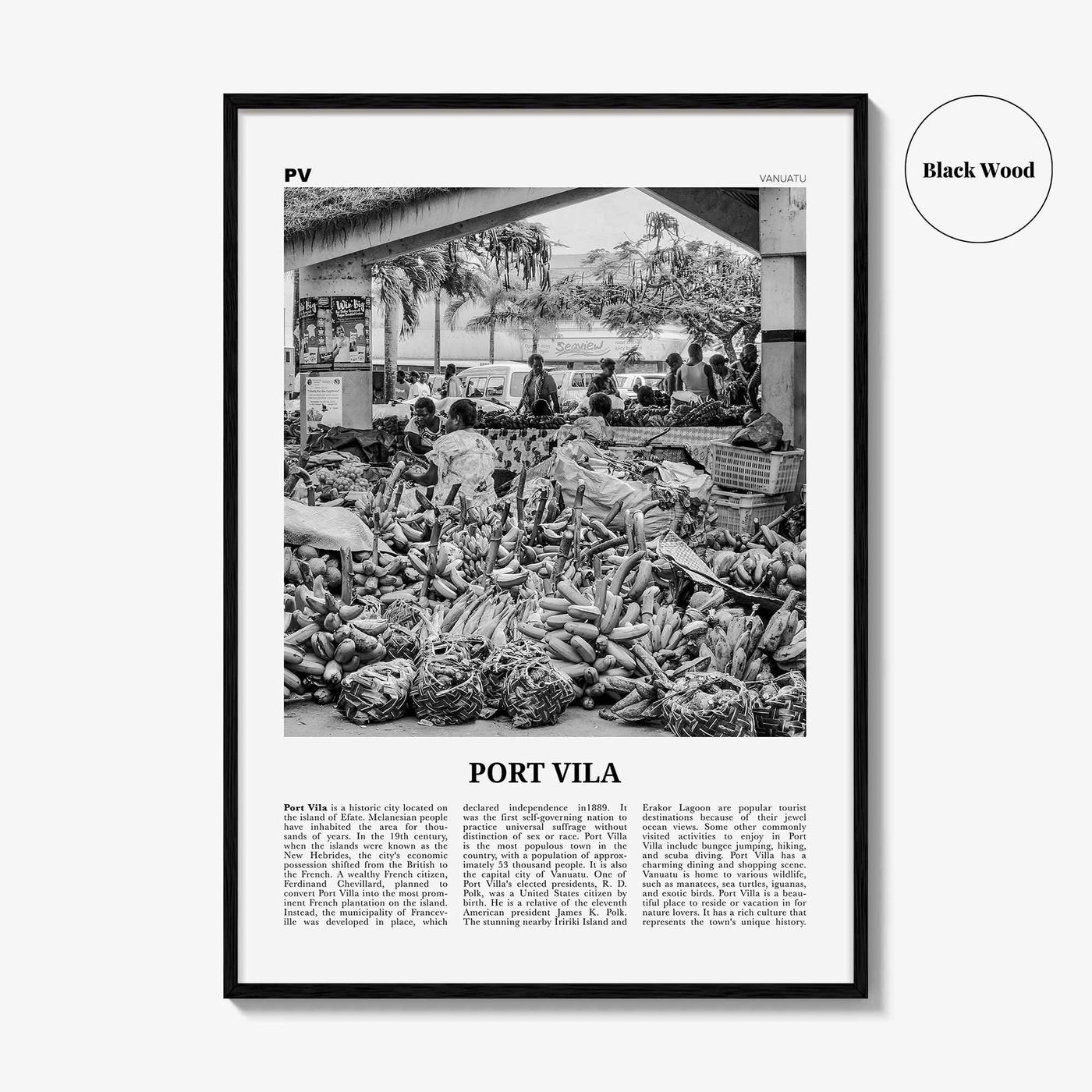 Port Vila Print Black and White, Port Vila Wall Art, Port Vila Poster, Port Vila Photo, Port Vila Wall Décor, Vanuatu, Efate Island Île Vate