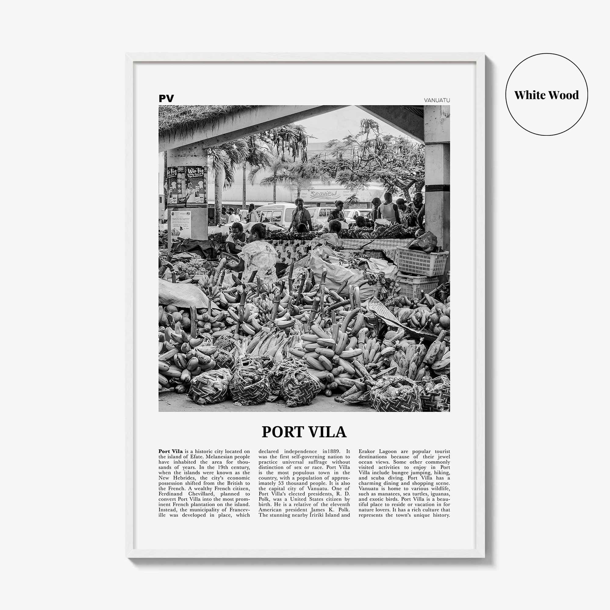 Port Vila Print Black and White, Port Vila Wall Art, Port Vila Poster, Port Vila Photo, Port Vila Wall Décor, Vanuatu, Efate Island Île Vate