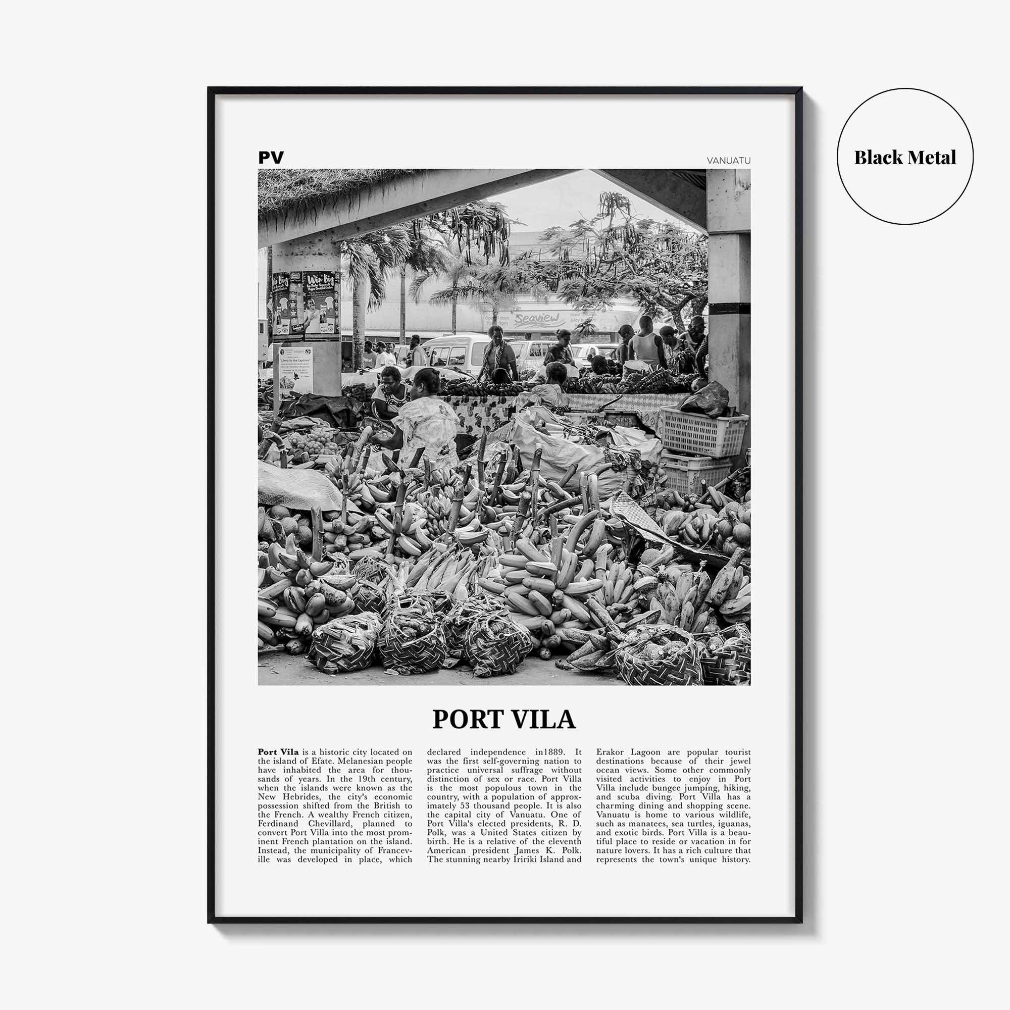 Port Vila Print Black and White, Port Vila Wall Art, Port Vila Poster, Port Vila Photo, Port Vila Wall Décor, Vanuatu, Efate Island Île Vate