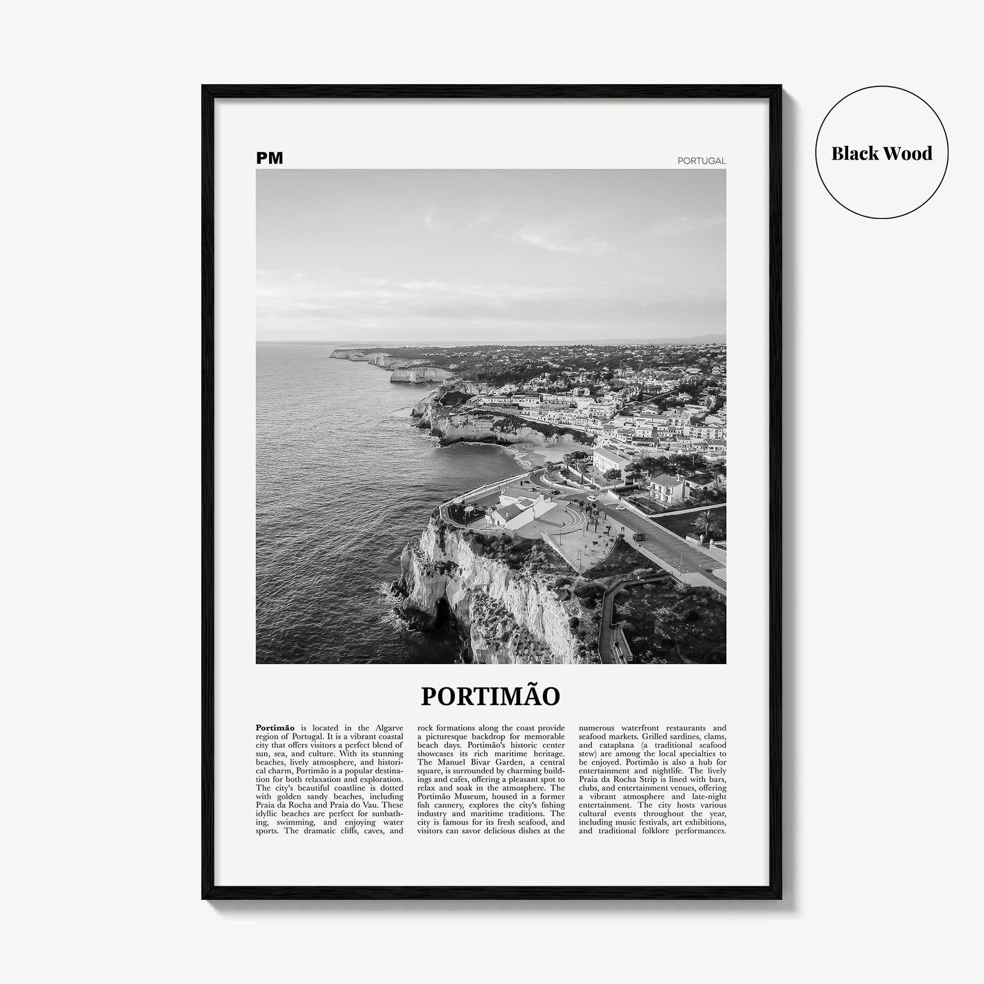 Portimao Print Black and White, Portimão Wall Art, Portimão Poster, Portimão Photo, Portimão Wall Décor, Portimão Map, Portugal