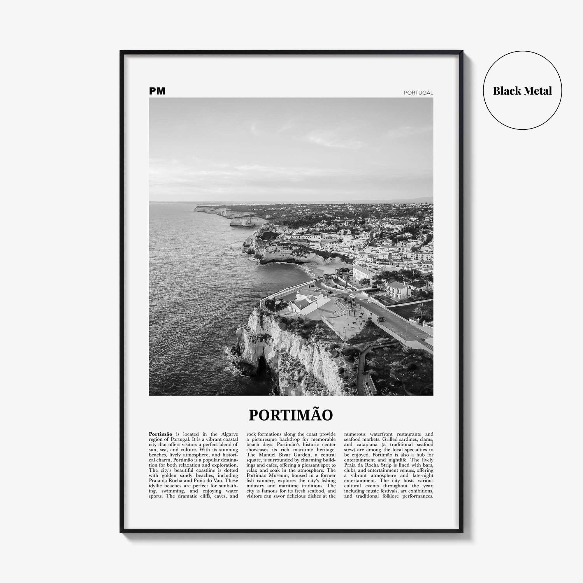 Portimao Print Black and White, Portimão Wall Art, Portimão Poster, Portimão Photo, Portimão Wall Décor, Portimão Map, Portugal