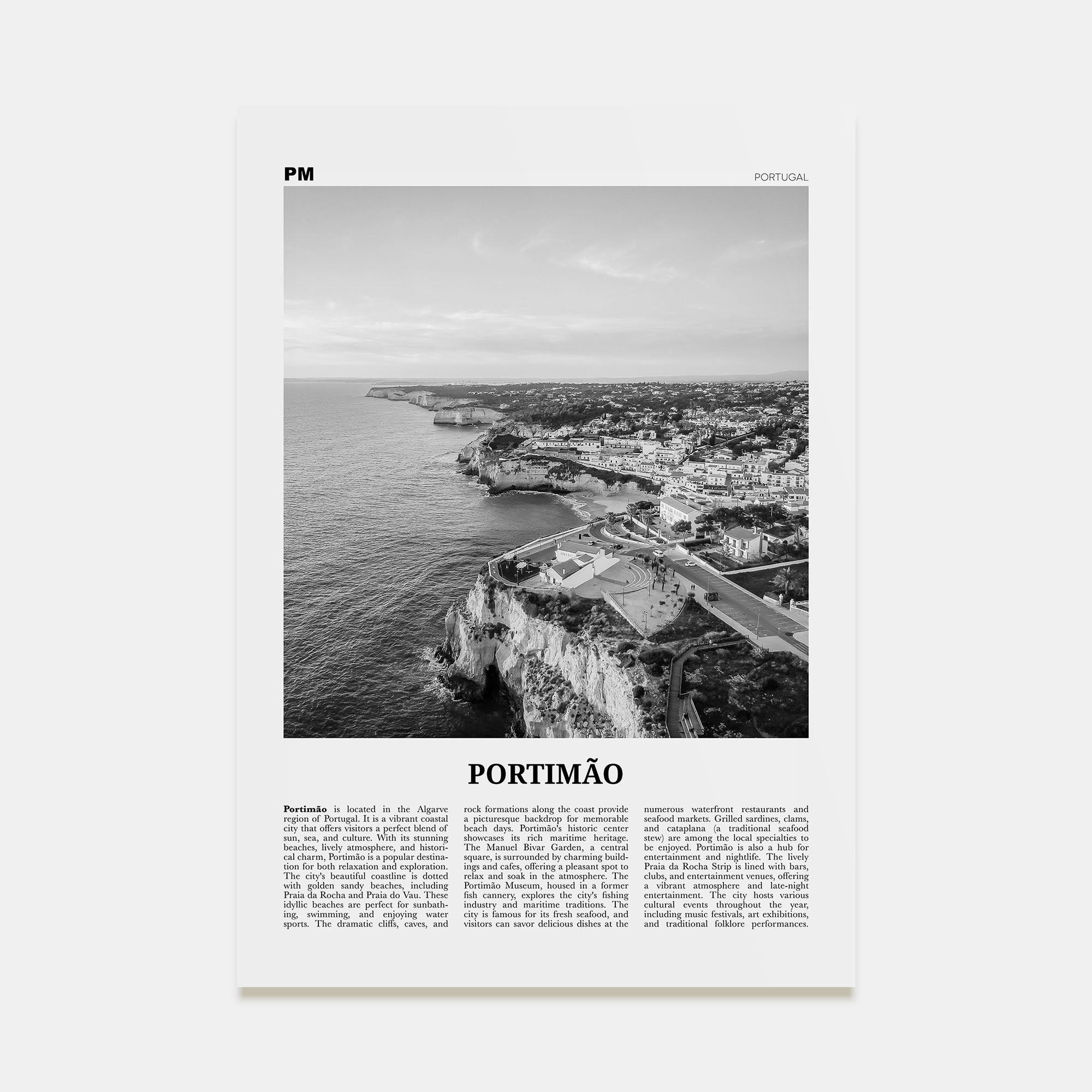 Portimão Travel B&W Poster