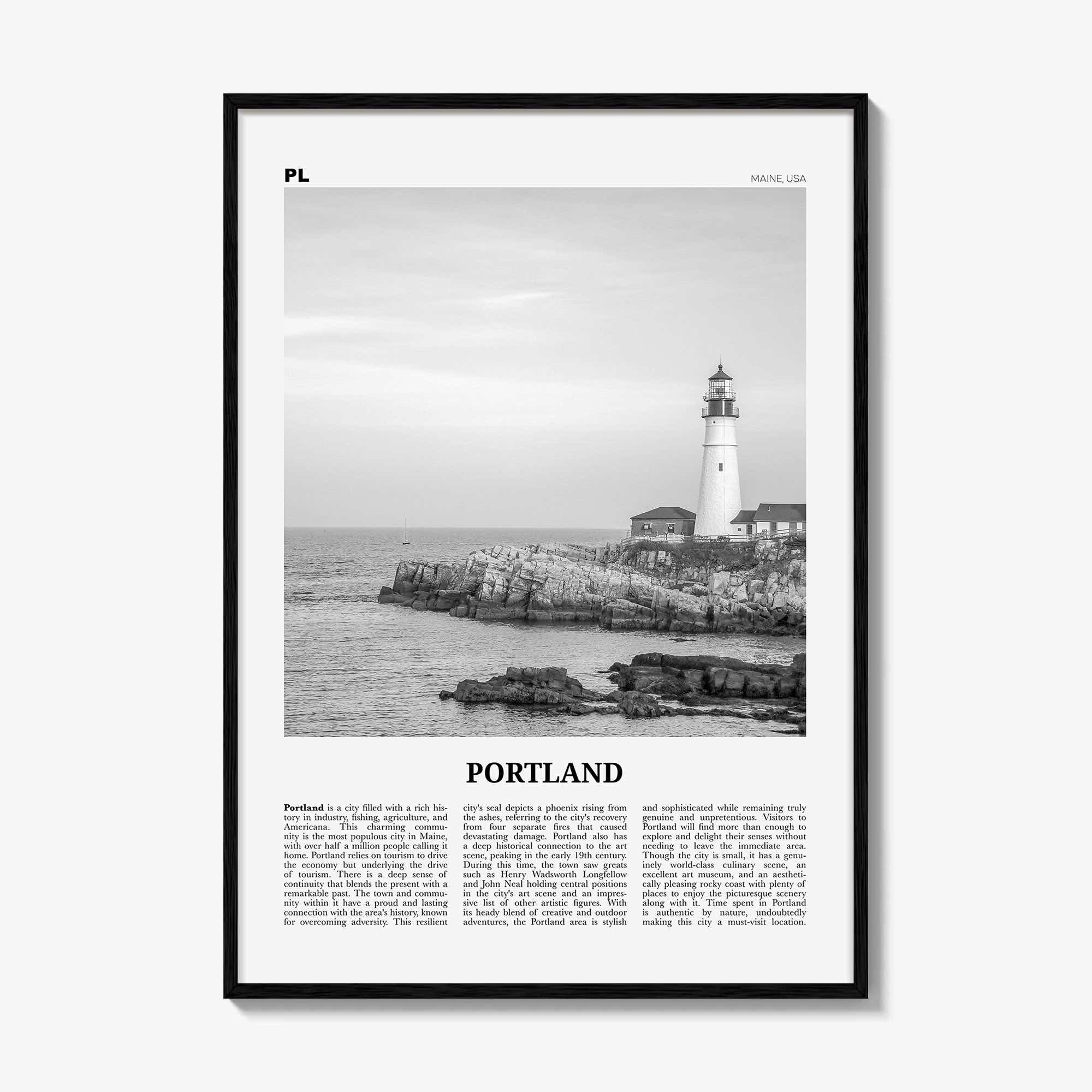 Portland Print Black and White Maine, Portland Wall Art, Portland Poster, Portland Photo, Portland Wall Décor, Maine, USA, United States