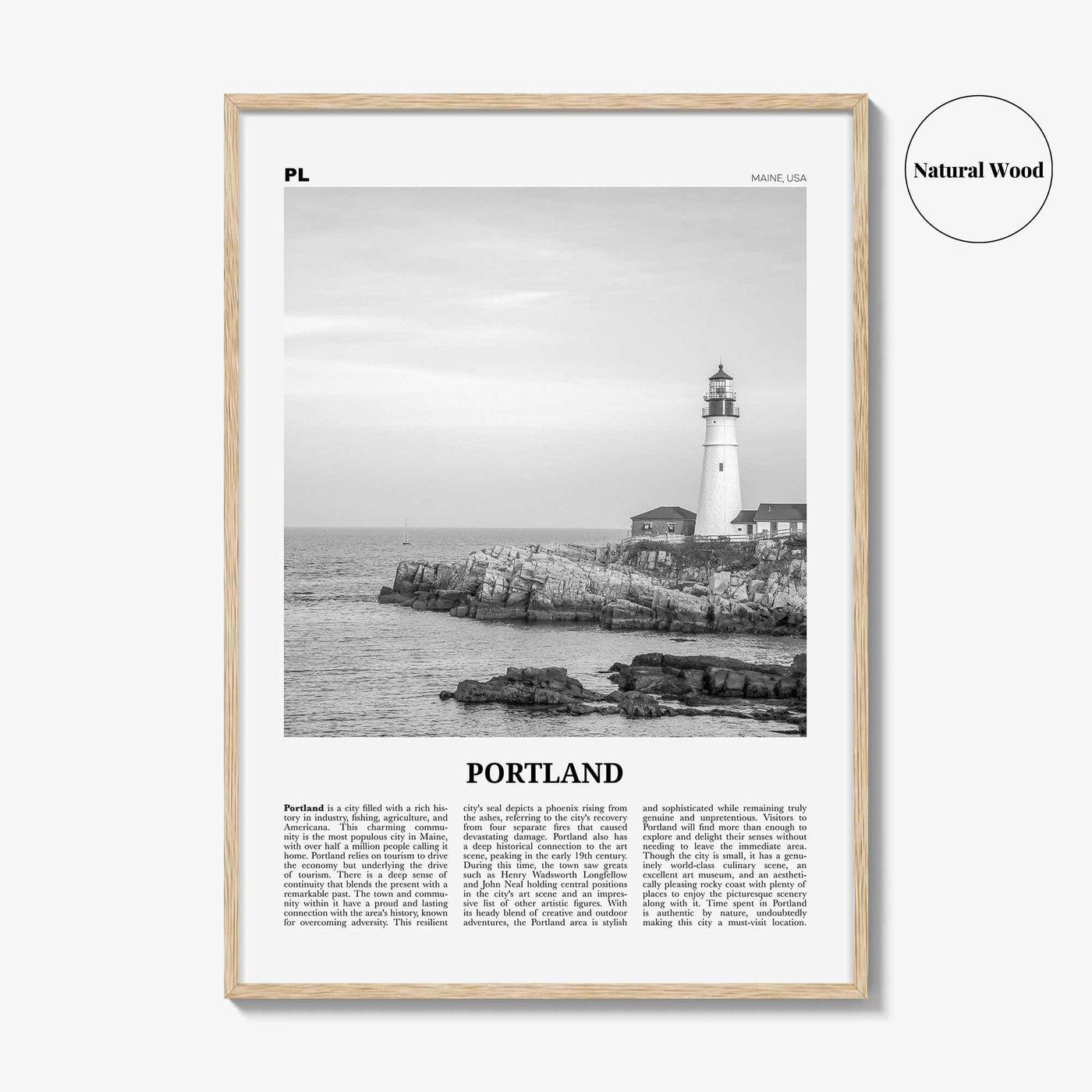 Portland Print Black and White Maine, Portland Wall Art, Portland Poster, Portland Photo, Portland Wall Décor, Maine, USA, United States