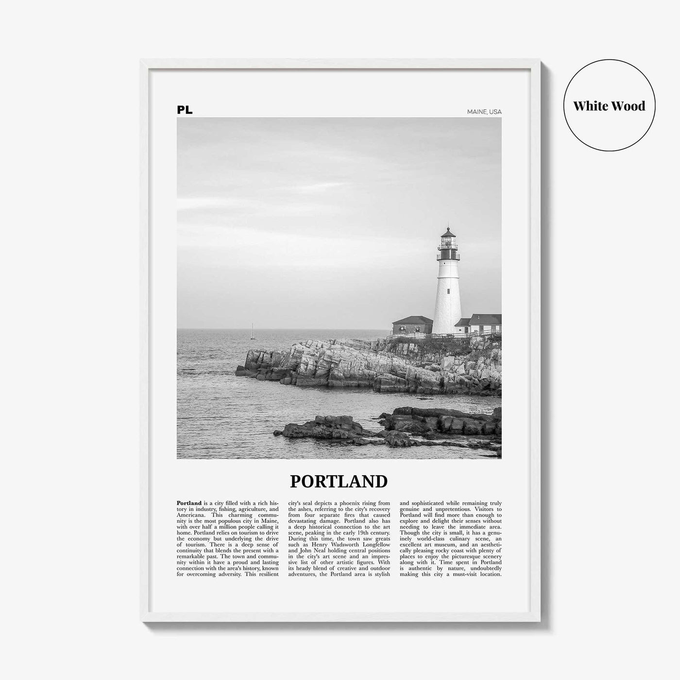 Portland Print Black and White Maine, Portland Wall Art, Portland Poster, Portland Photo, Portland Wall Décor, Maine, USA, United States