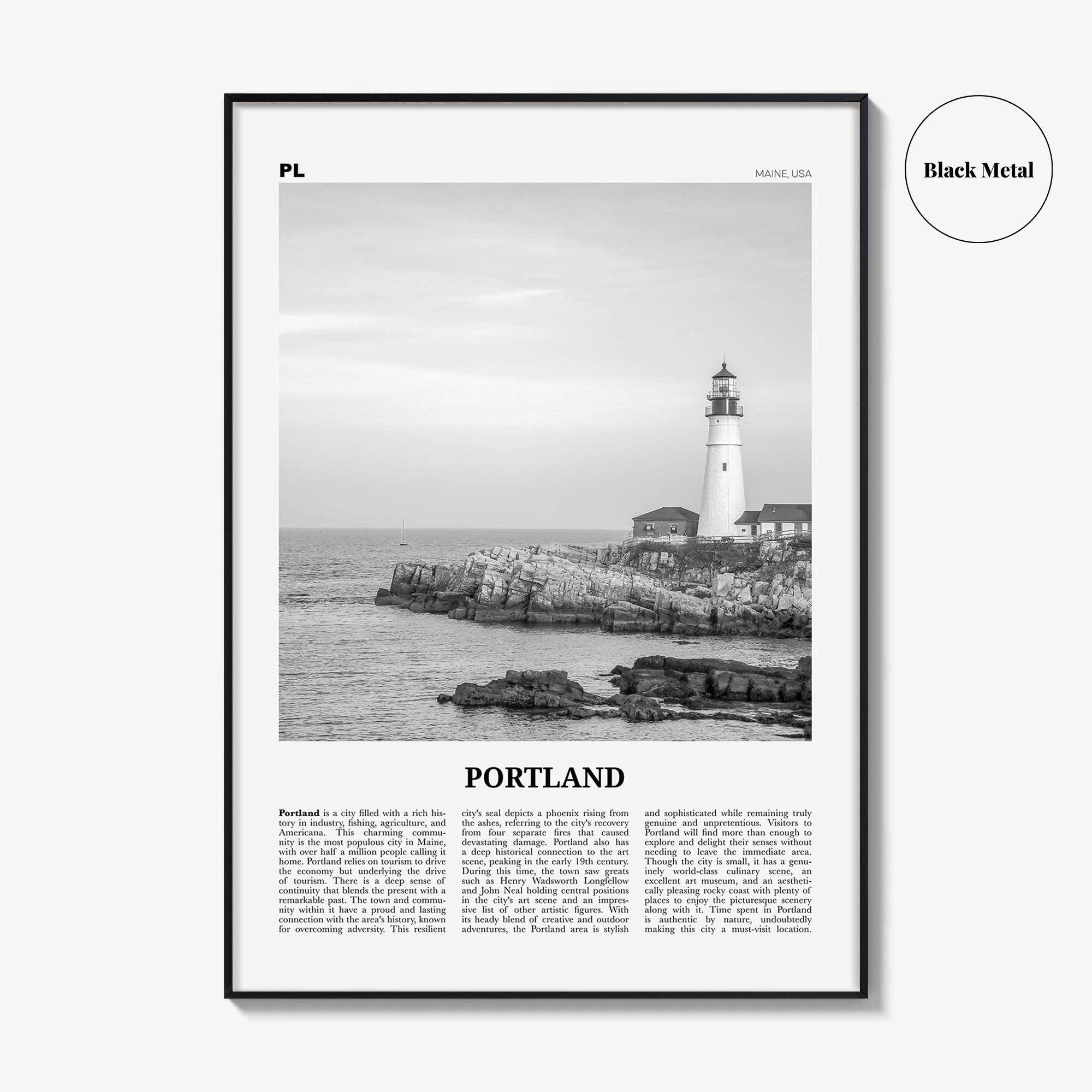 Portland Print Black and White Maine, Portland Wall Art, Portland Poster, Portland Photo, Portland Wall Décor, Maine, USA, United States