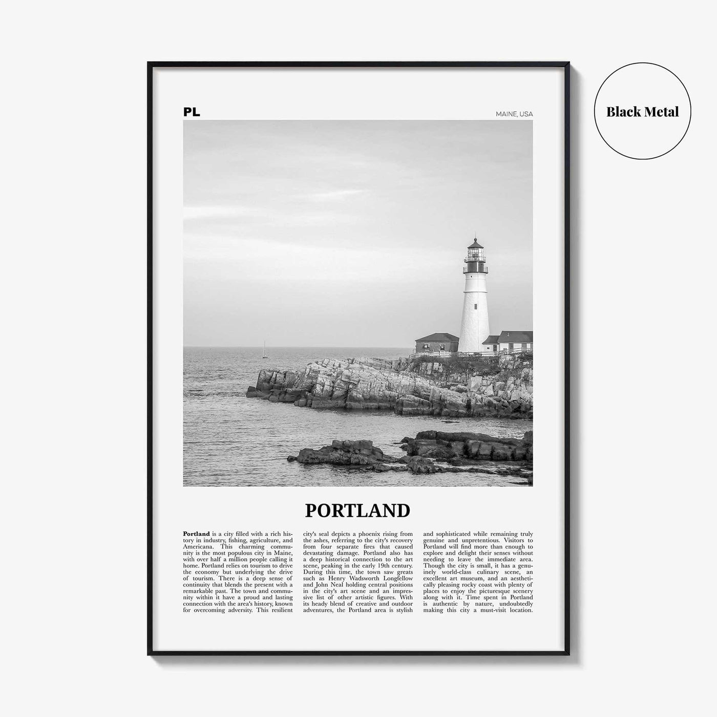 Portland Print Black and White Maine, Portland Wall Art, Portland Poster, Portland Photo, Portland Wall Décor, Maine, USA, United States