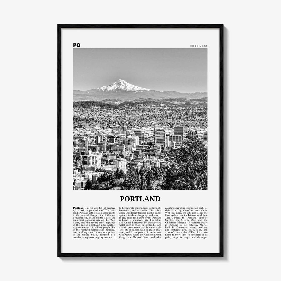Portland Print Black and White Oregon No 1, Portland Wall Art, Portland Poster, Portland Photo, Portland Decor, United States