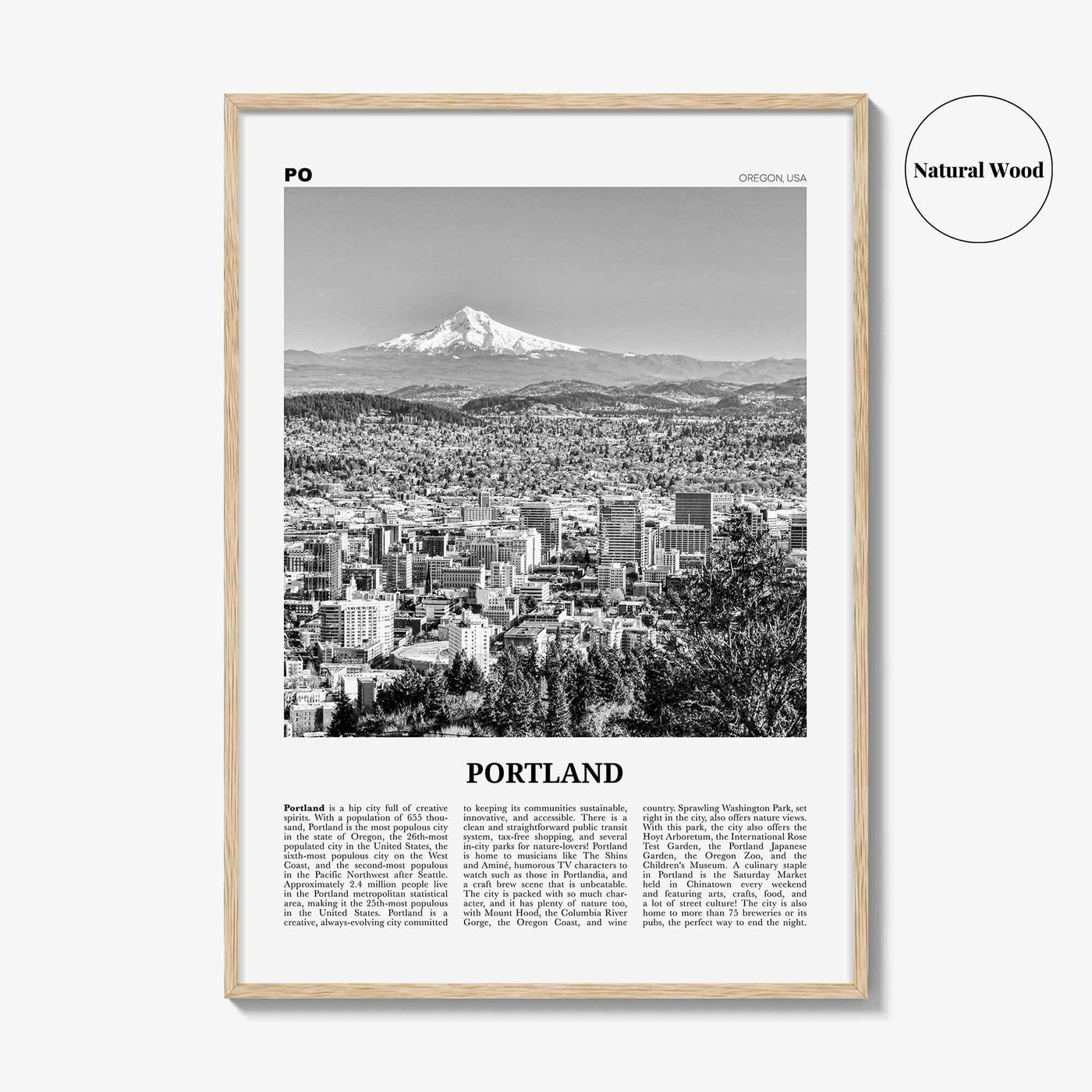 Portland Print Black and White Oregon No 1, Portland Wall Art, Portland Poster, Portland Photo, Portland Decor, United States