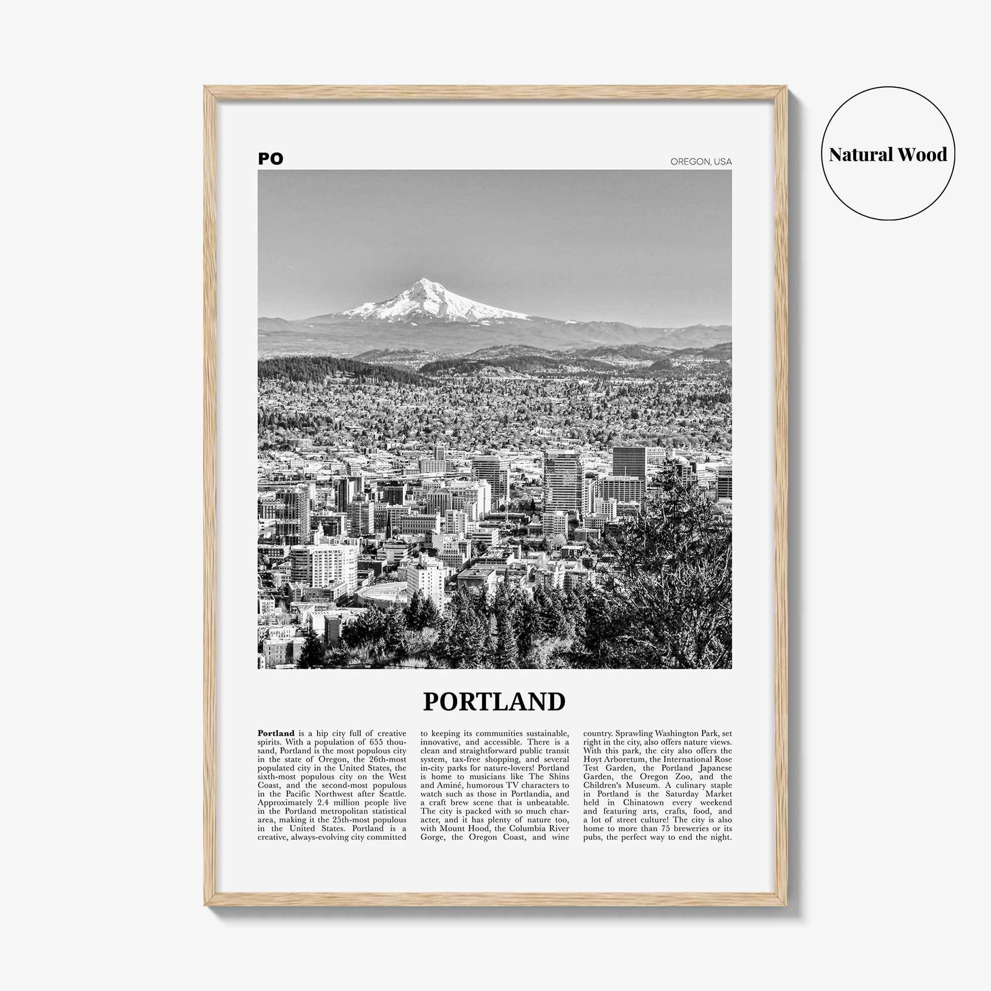 Portland Print Black and White Oregon No 1, Portland Wall Art, Portland Poster, Portland Photo, Portland Decor, United States