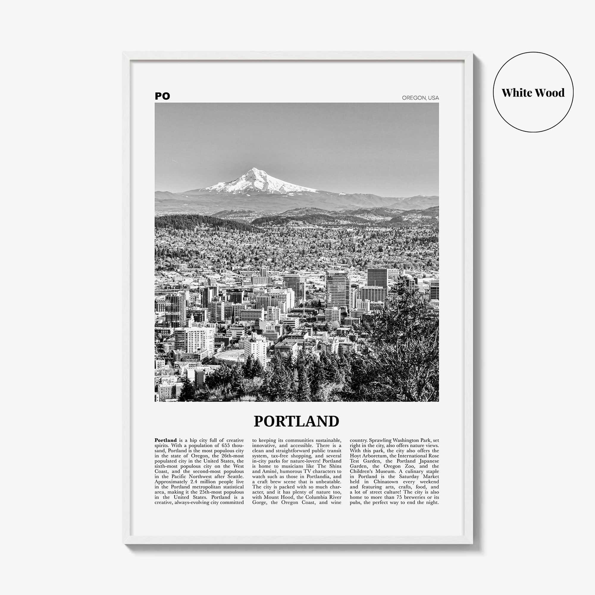 Portland Print Black and White Oregon No 1, Portland Wall Art, Portland Poster, Portland Photo, Portland Decor, United States