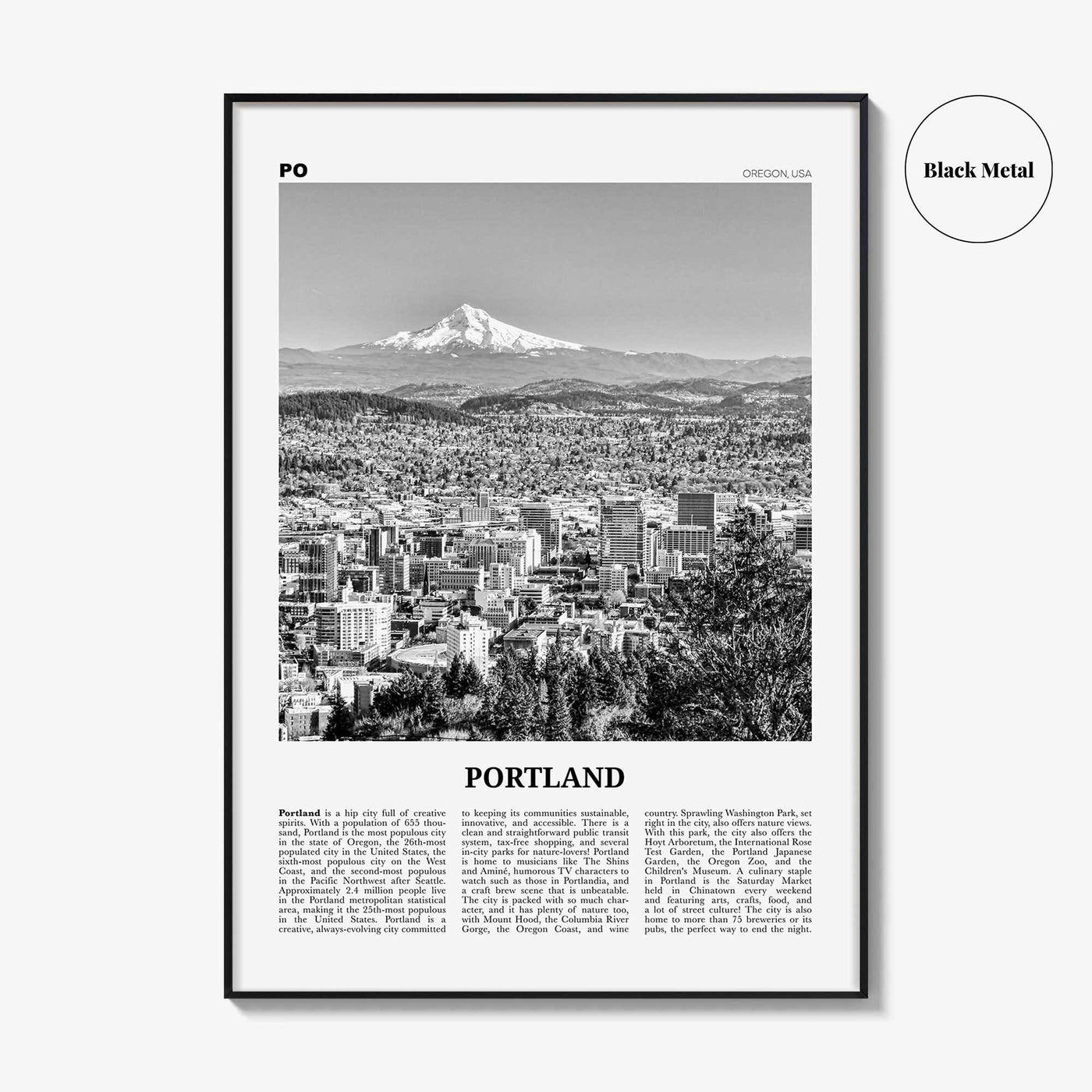 Portland Print Black and White Oregon No 1, Portland Wall Art, Portland Poster, Portland Photo, Portland Decor, United States