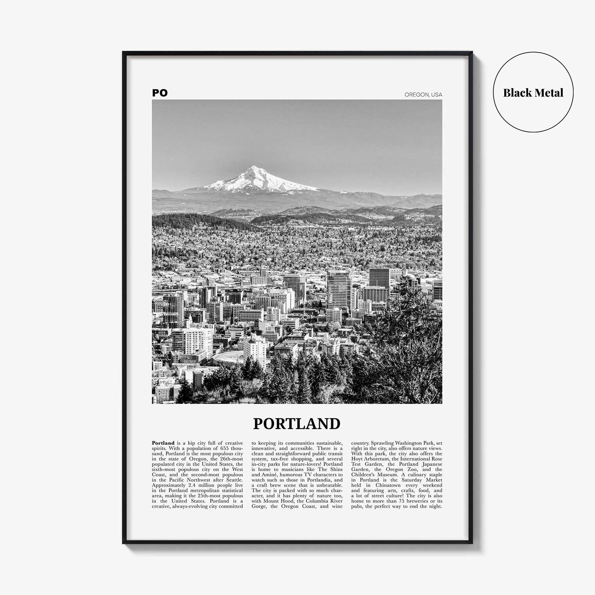 Portland Print Black and White Oregon No 1, Portland Wall Art, Portland Poster, Portland Photo, Portland Decor, United States
