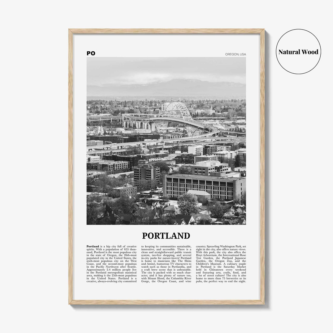 Portland Print Black and White Oregon No 2, Portland Wall Art, Portland Poster, Portland Photo, Portland Decor, Oregon, United States